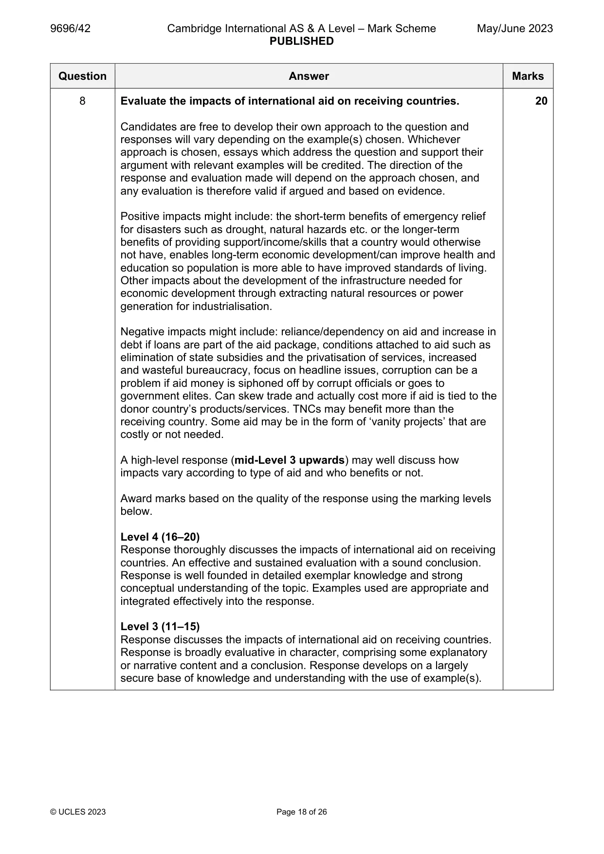 Mark scheme, page 18 of 26