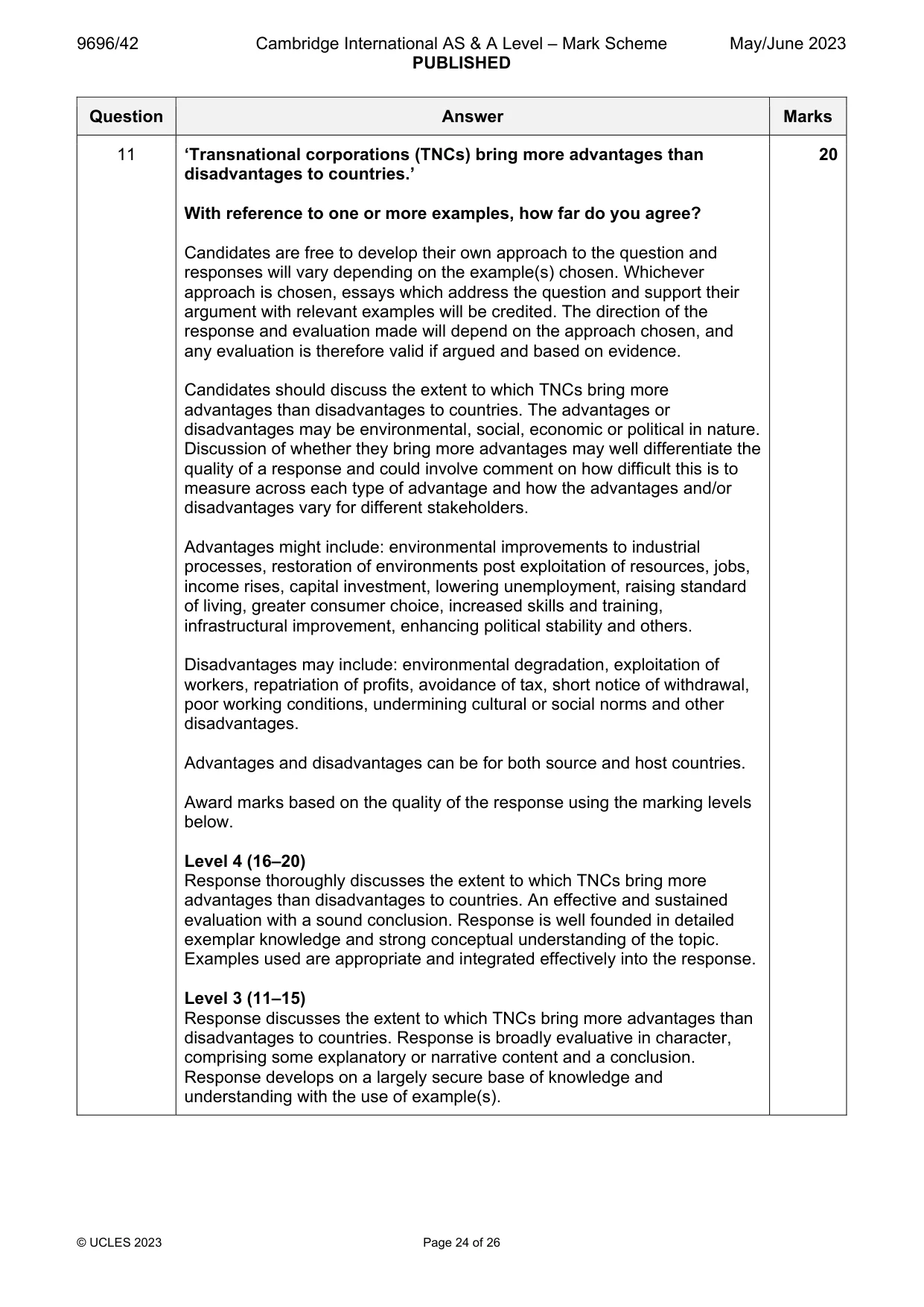 Mark scheme, page 24 of 26
