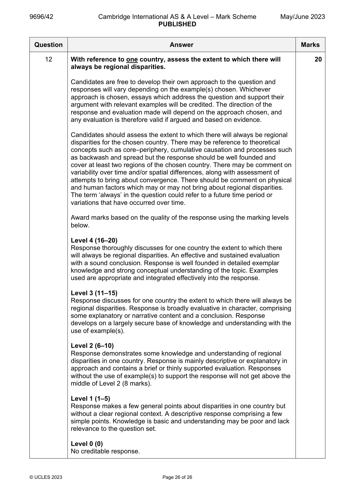 Mark scheme, page 26 of 26