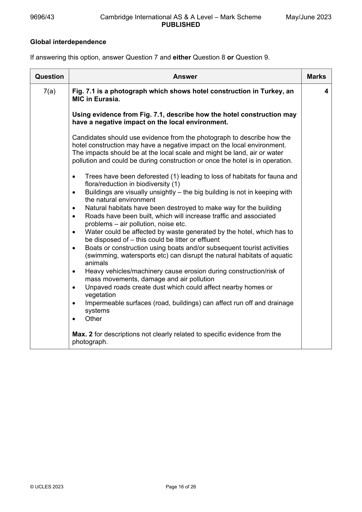 Mark scheme, page 16 of 26