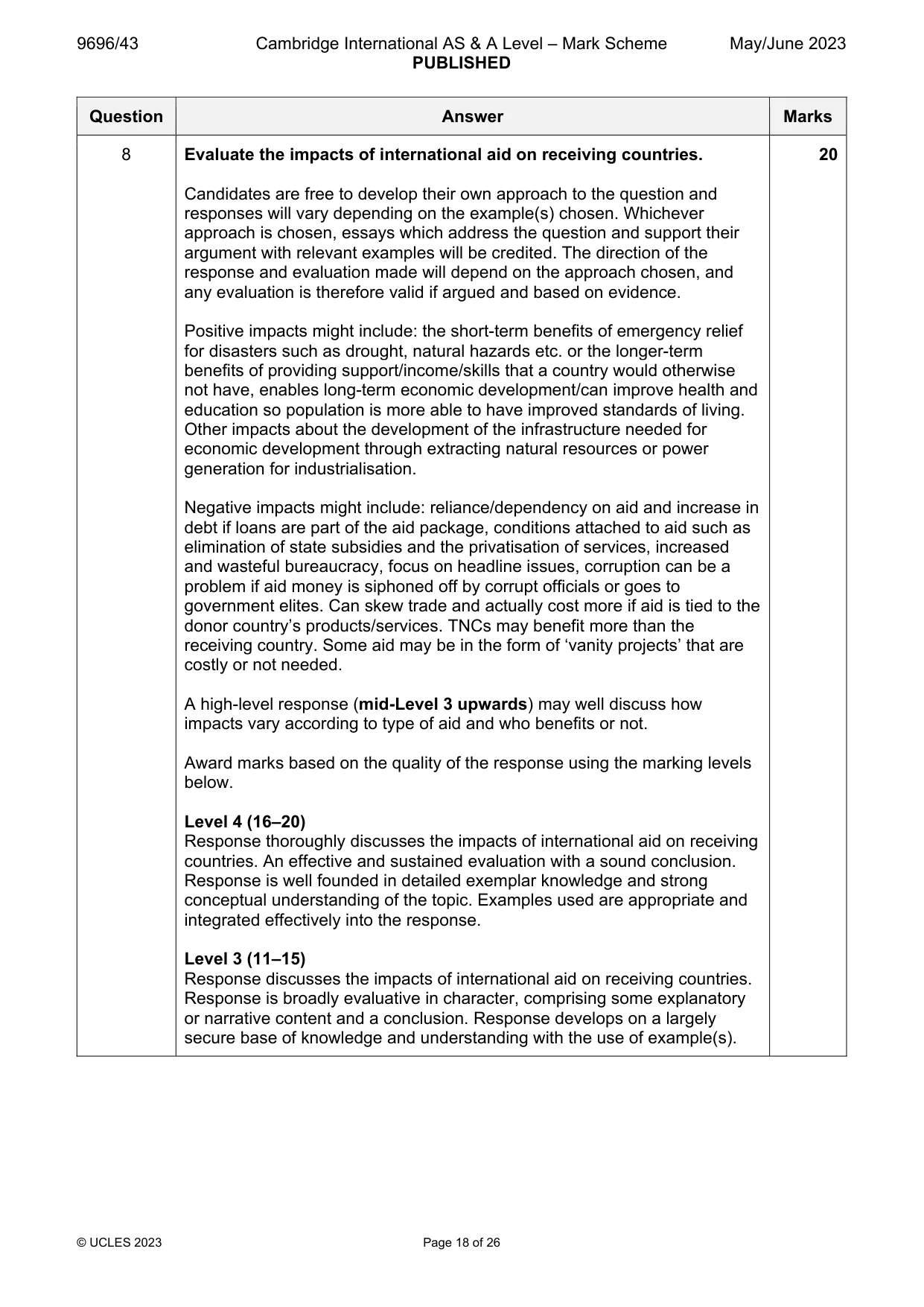 Mark scheme, page 18 of 26