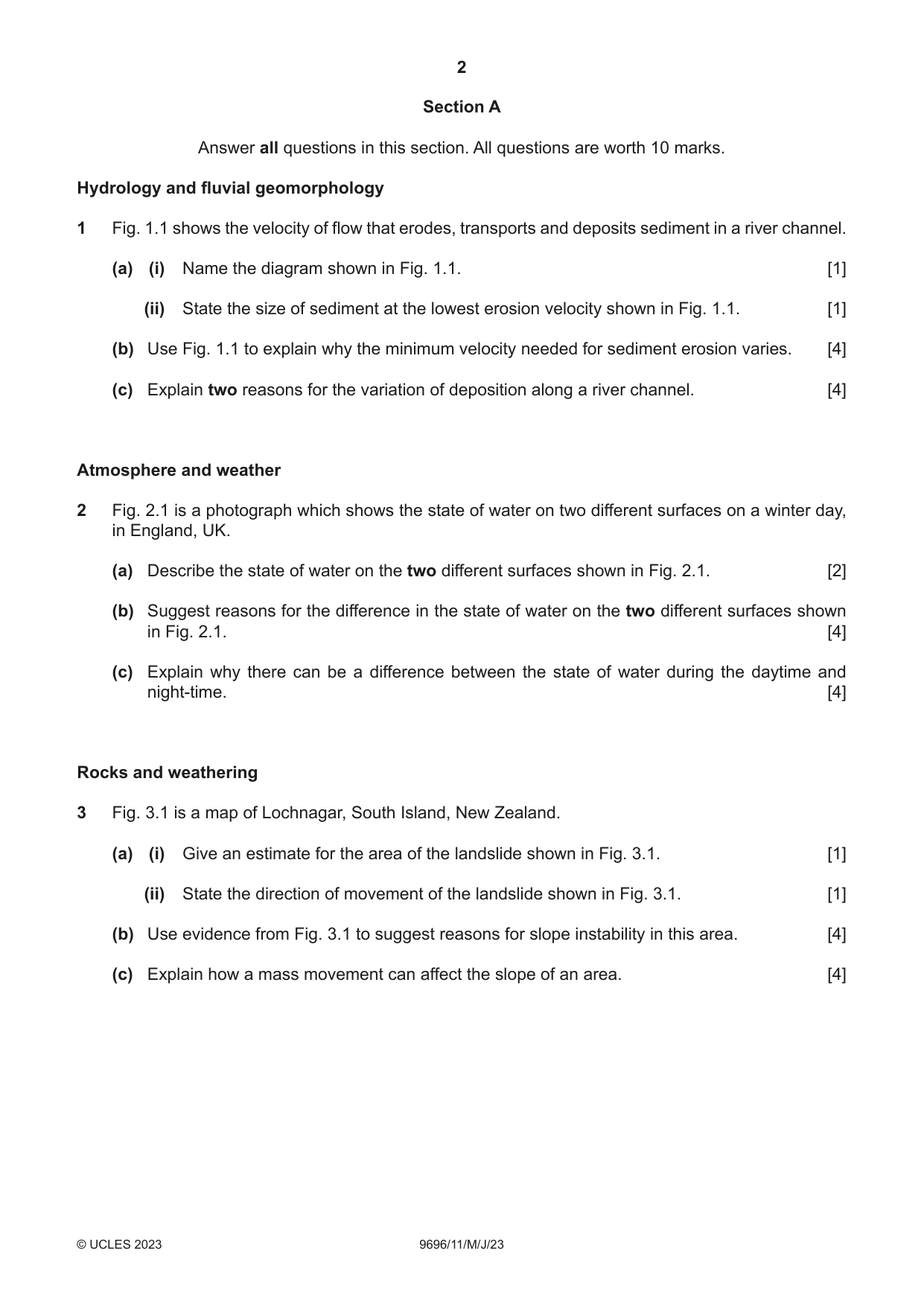 Cambridge A Level Geography 9696 2023 May/June Paper 1 · Variant 1 question paper, page 2 of 4