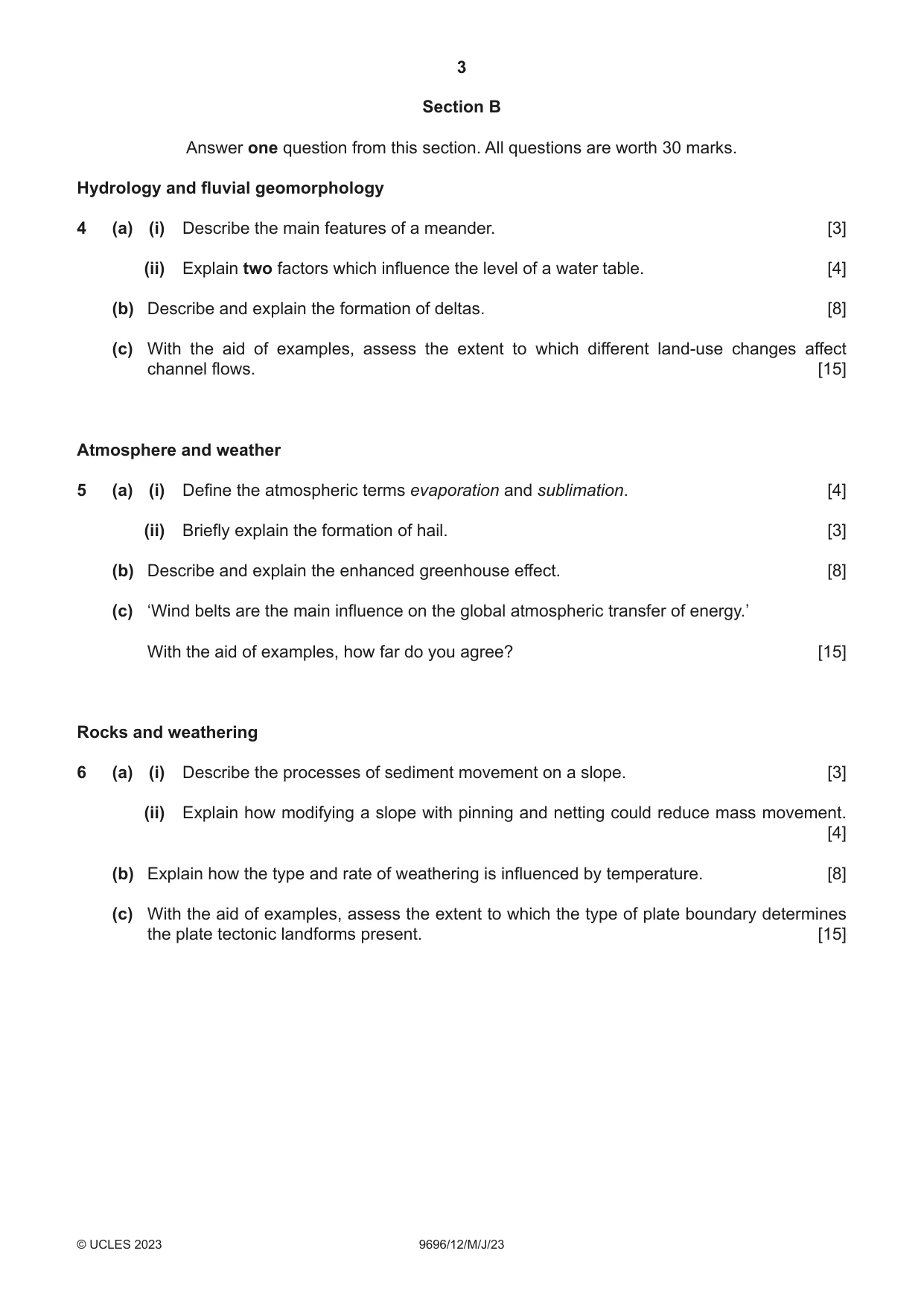Cambridge A Level Geography 9696 2023 May/June Paper 1 · Variant 2 question paper, page 3 of 4