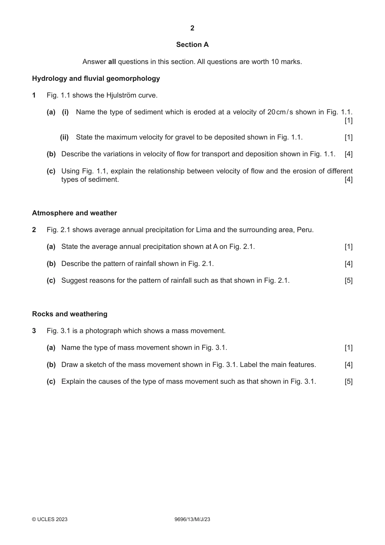 Cambridge A Level Geography 9696 2023 May/June Paper 1 · Variant 3 question paper, page 2 of 4
