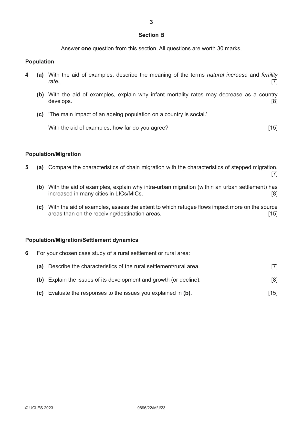 Cambridge A Level Geography 9696 2023 May/June Paper 2 · Variant 2 question paper, page 3 of 4