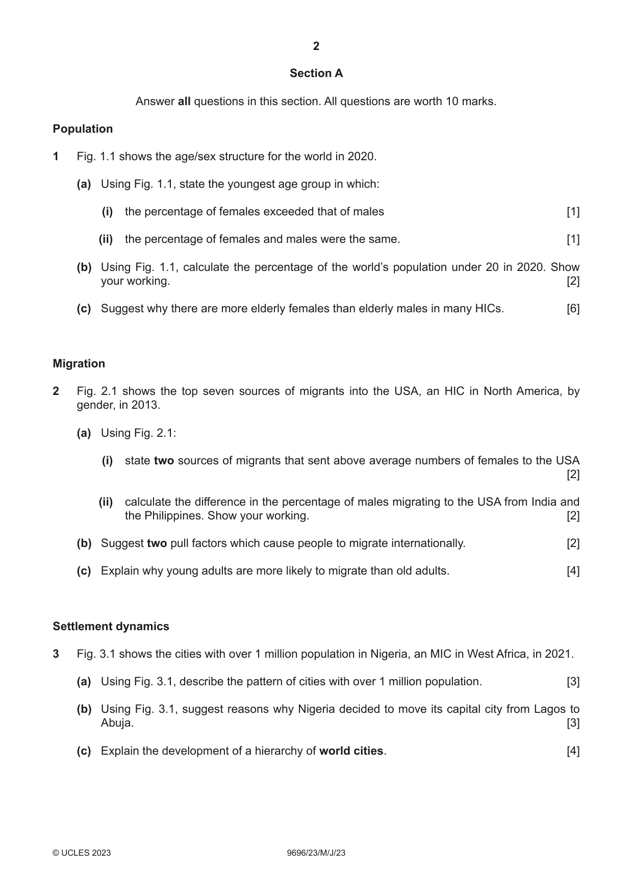 Cambridge A Level Geography 9696 2023 May/June Paper 2 · Variant 3 question paper, page 2 of 4