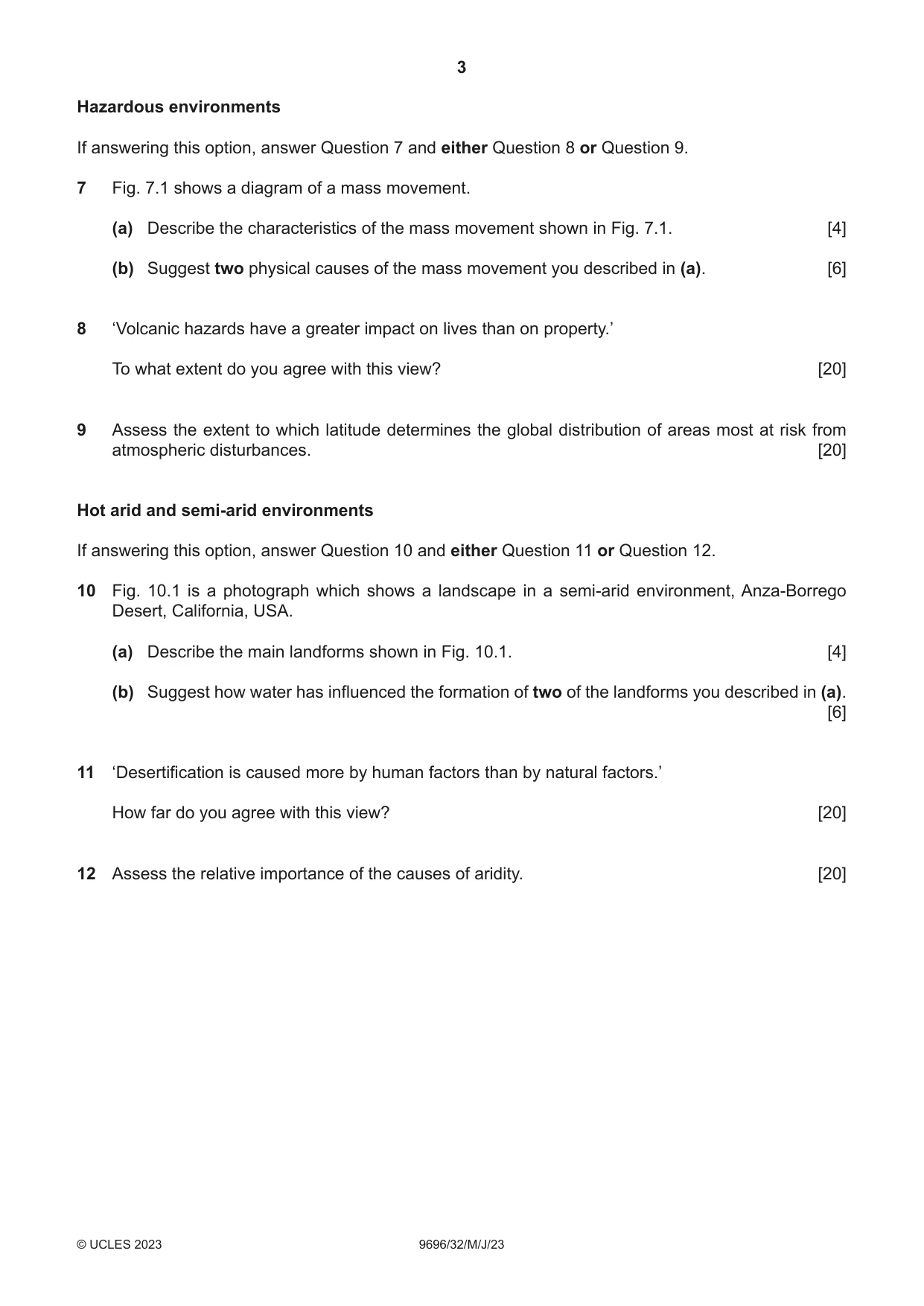 Cambridge A Level Geography 9696 2023 May/June Paper 3 · Variant 2 question paper, page 3 of 4