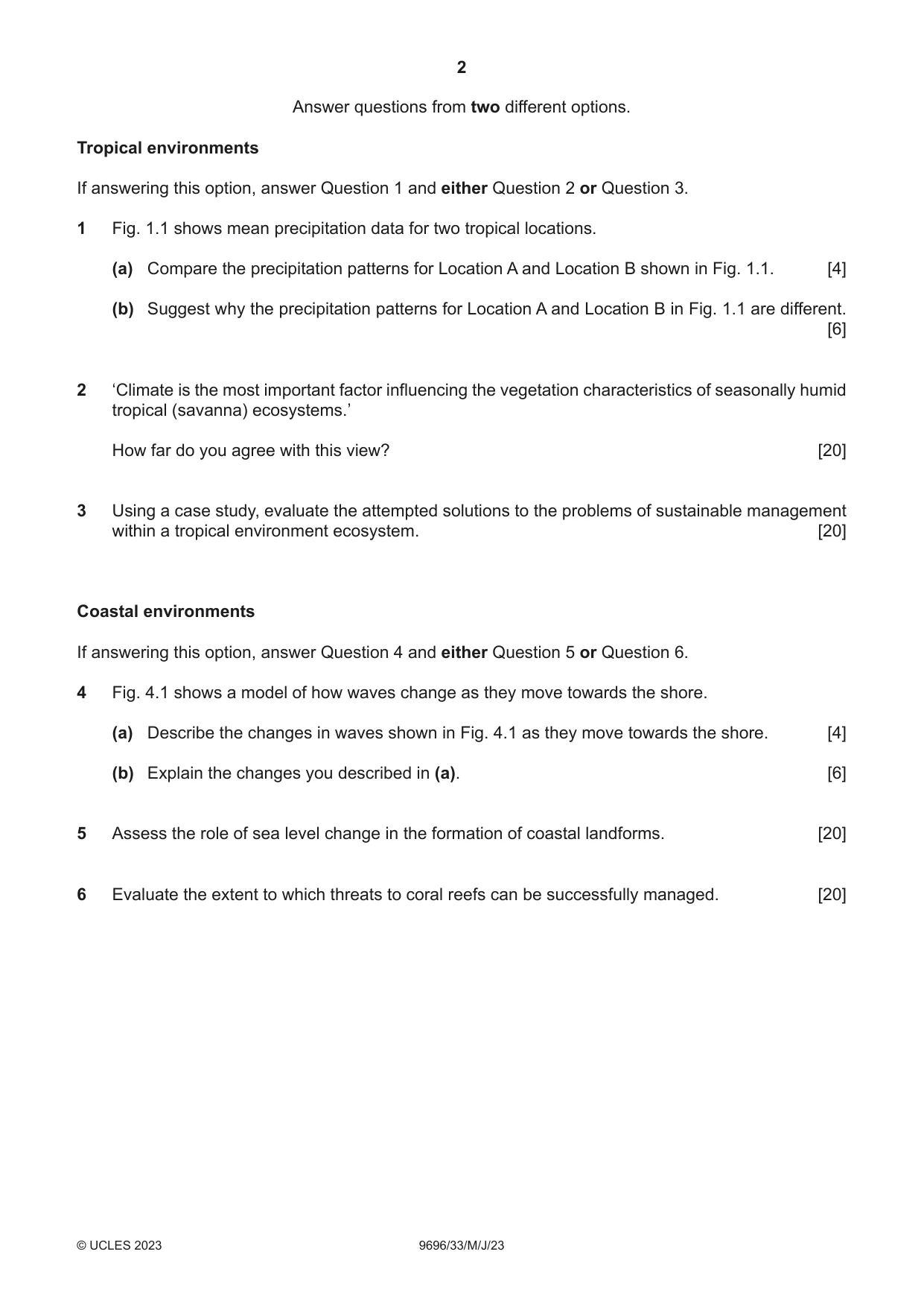 Cambridge A Level Geography 9696 2023 May/June Paper 3 · Variant 3 question paper, page 2 of 4