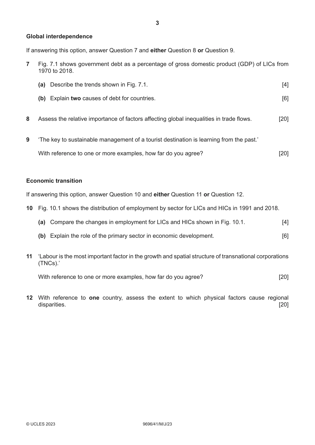 Cambridge A Level Geography 9696 2023 May/June Paper 4 · Variant 1 question paper, page 3 of 4