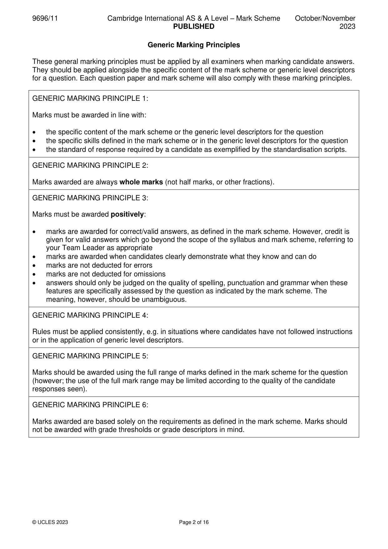 Mark scheme, page 2 of 16