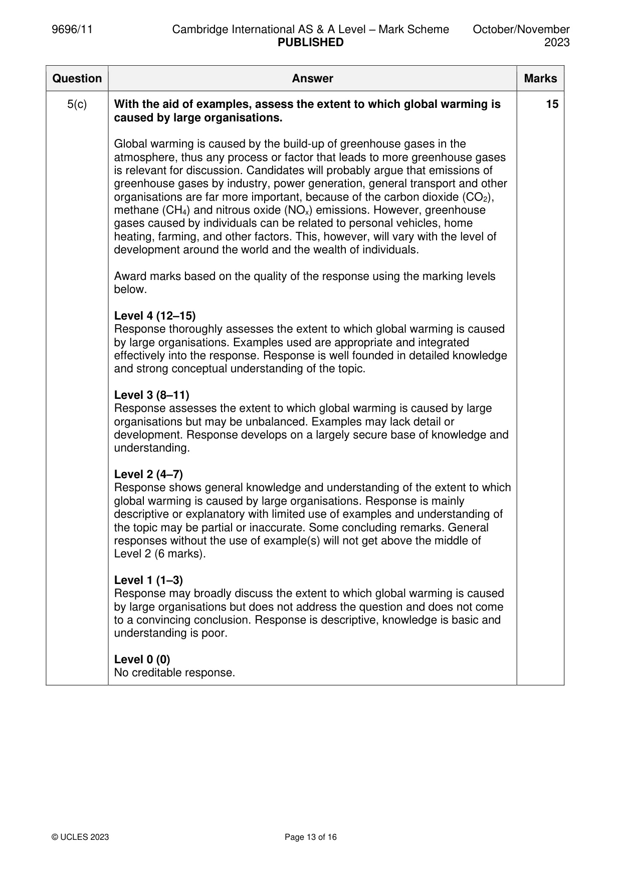 Mark scheme, page 13 of 16