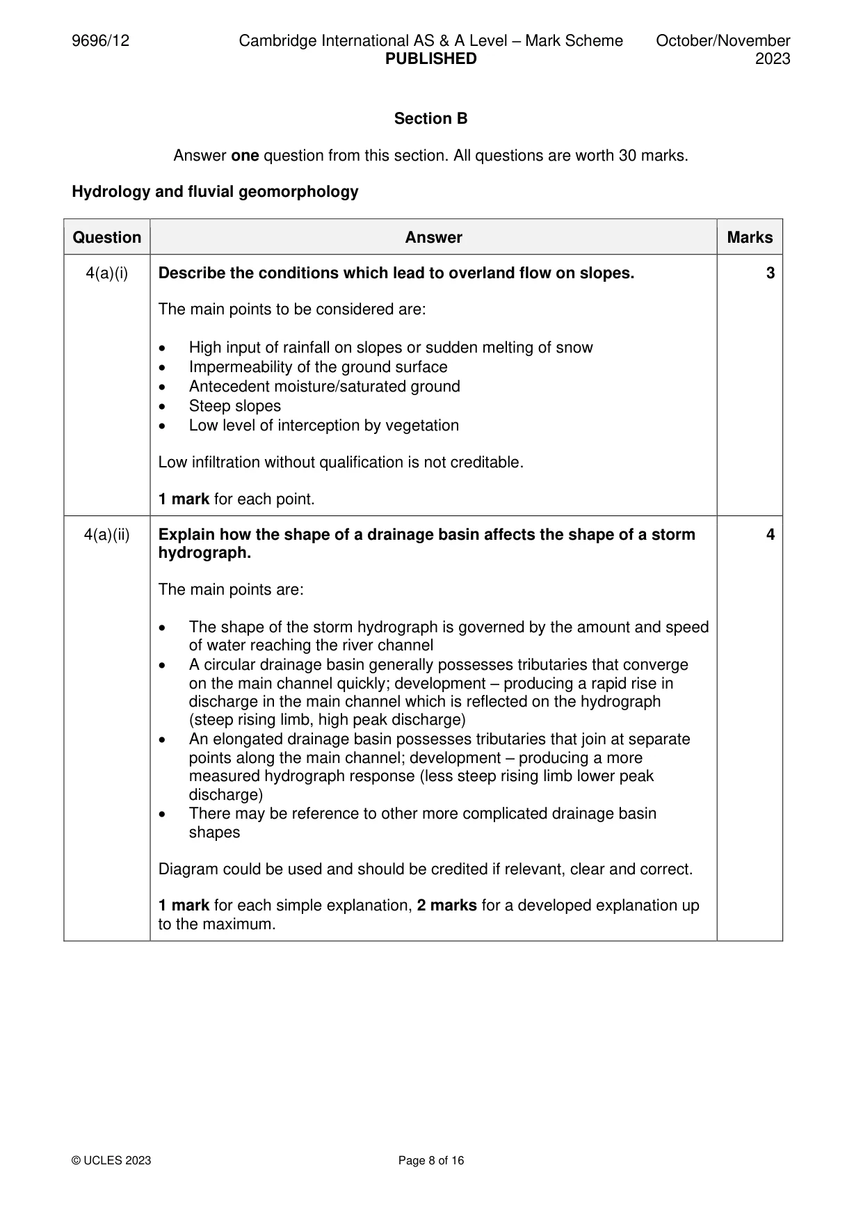 Mark scheme, page 8 of 16