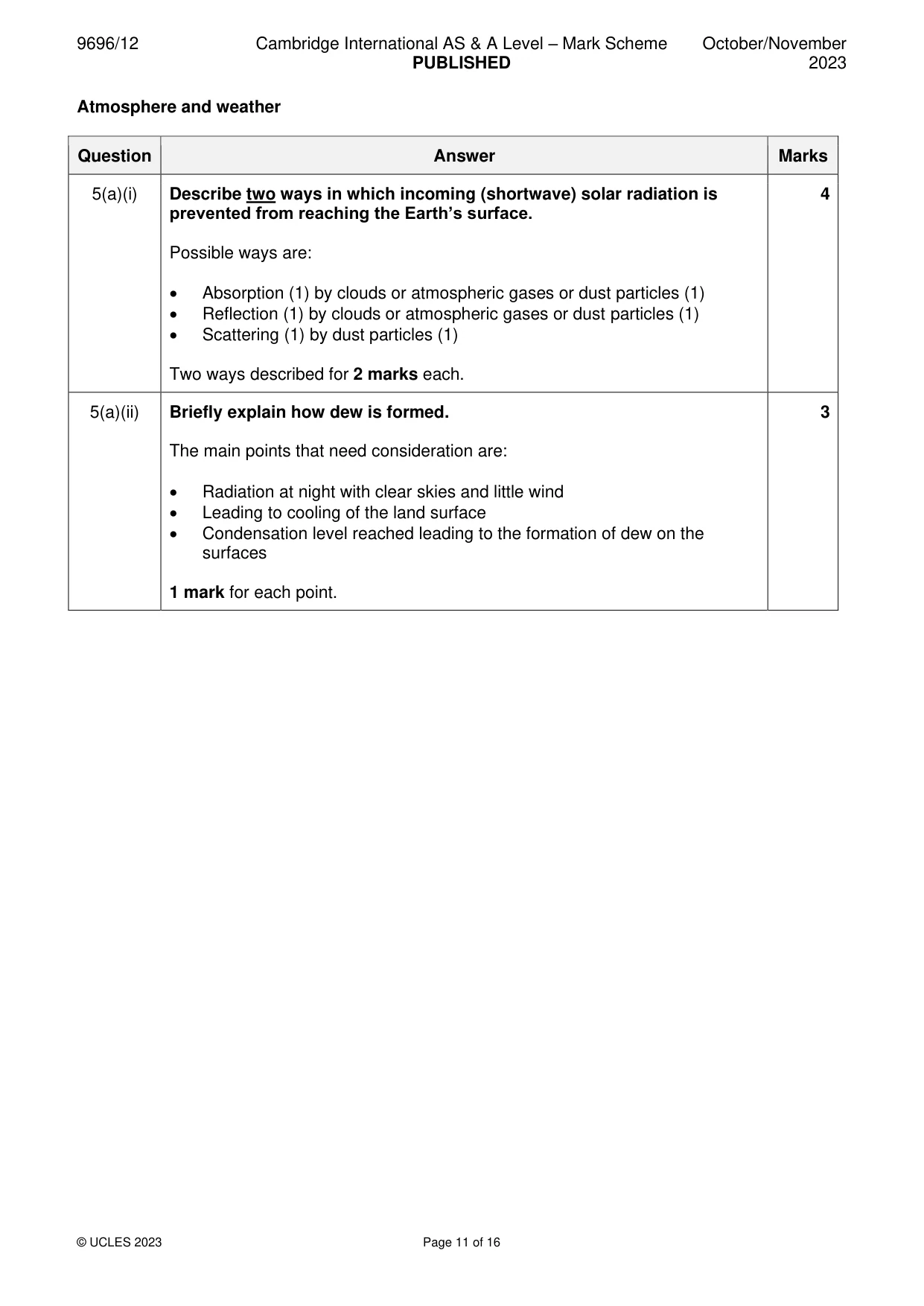 Mark scheme, page 11 of 16