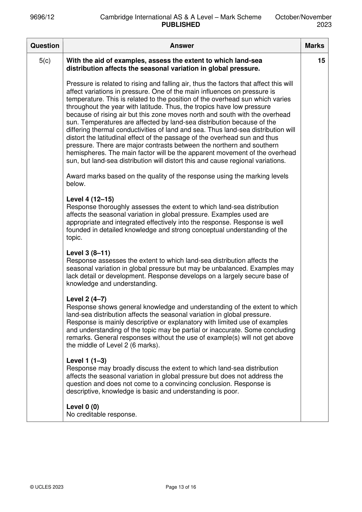 Mark scheme, page 13 of 16