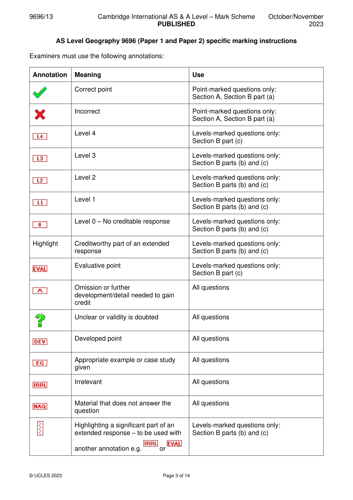 Mark scheme, page 3 of 14
