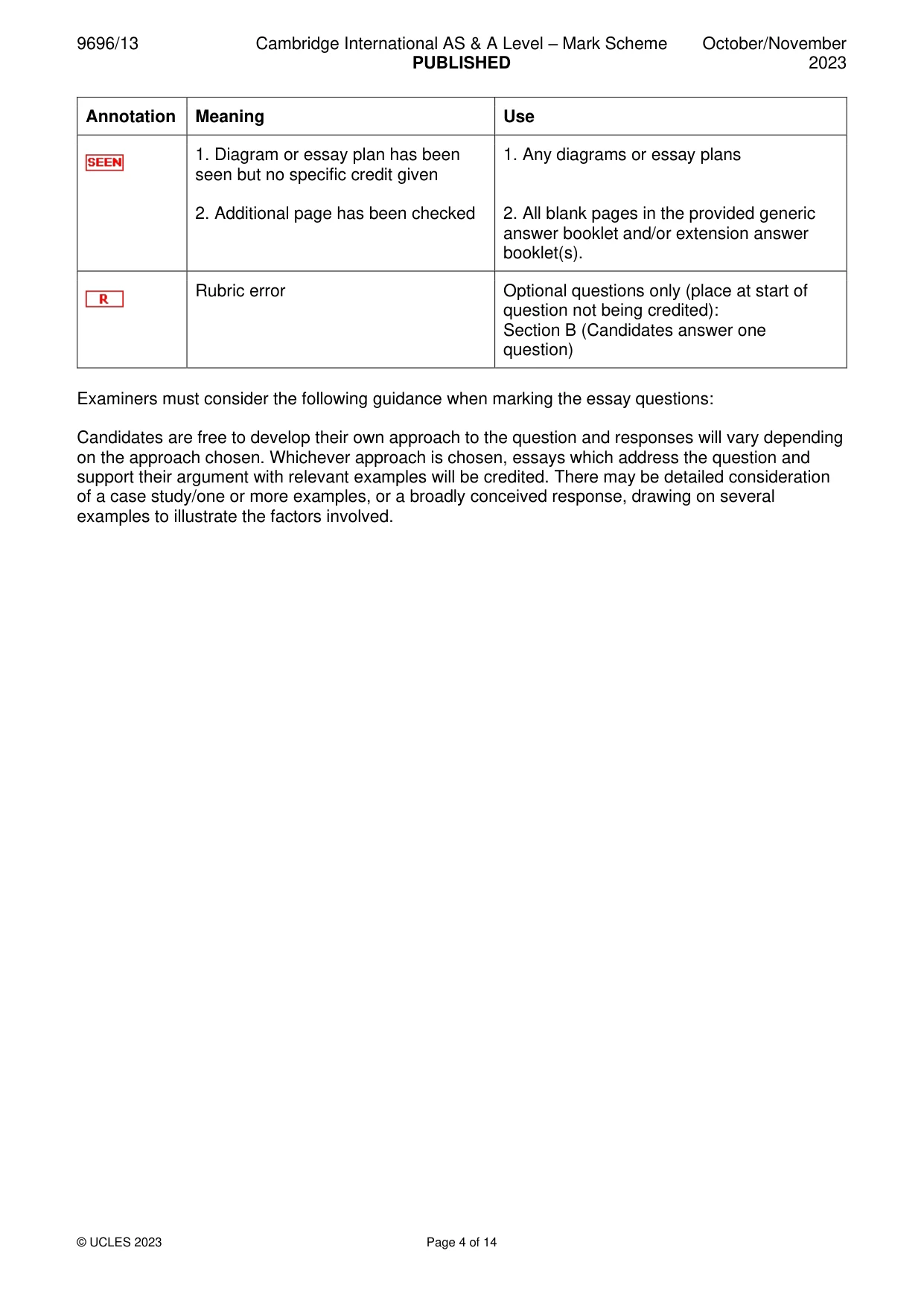 Mark scheme, page 4 of 14