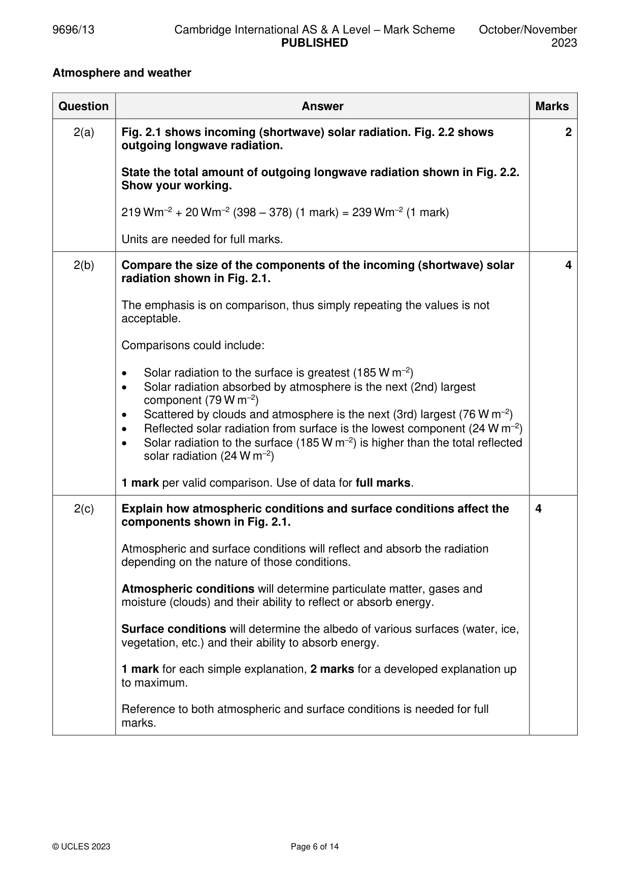 Mark scheme, page 6 of 14