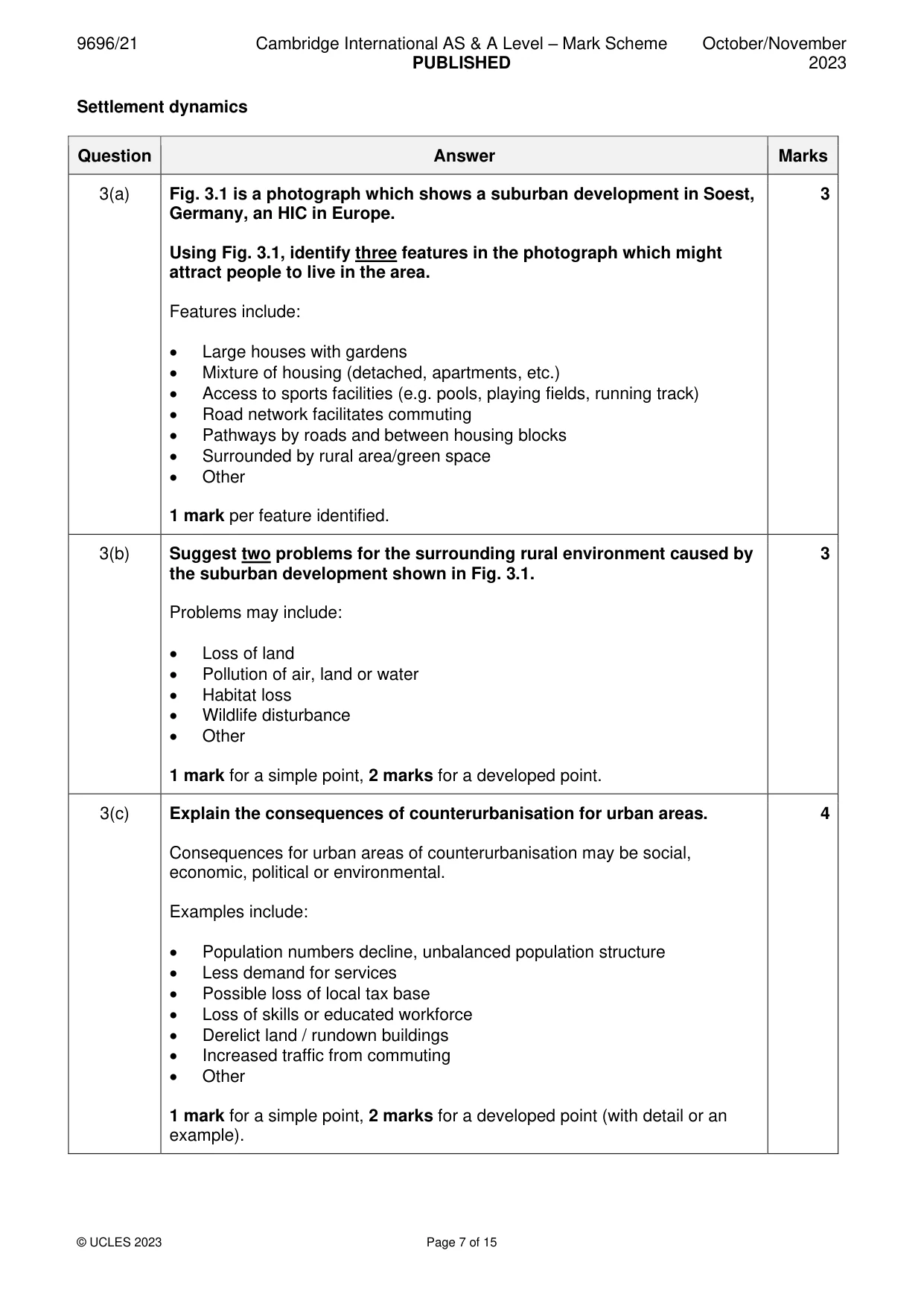 Mark scheme, page 7 of 15