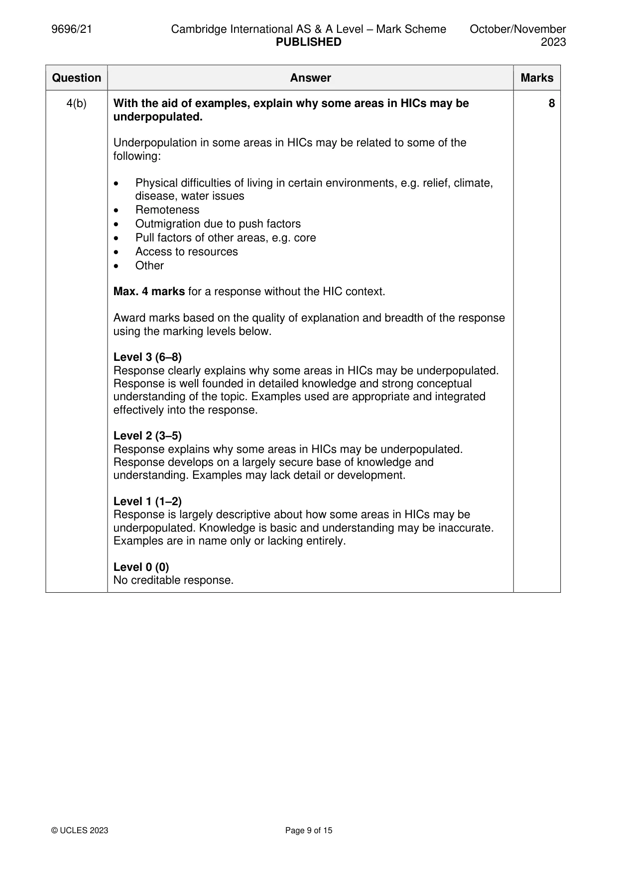 Mark scheme, page 9 of 15