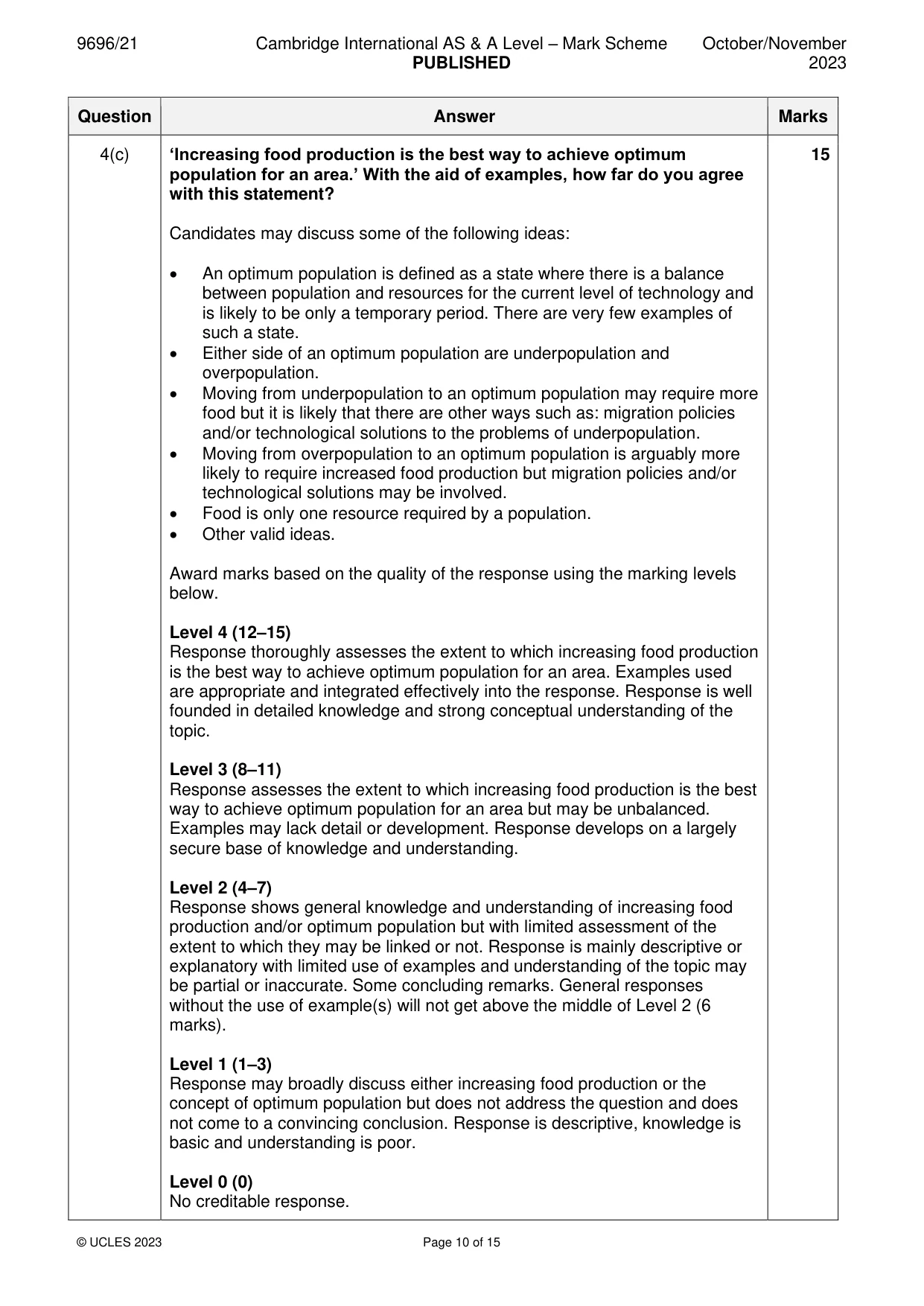 Mark scheme, page 10 of 15