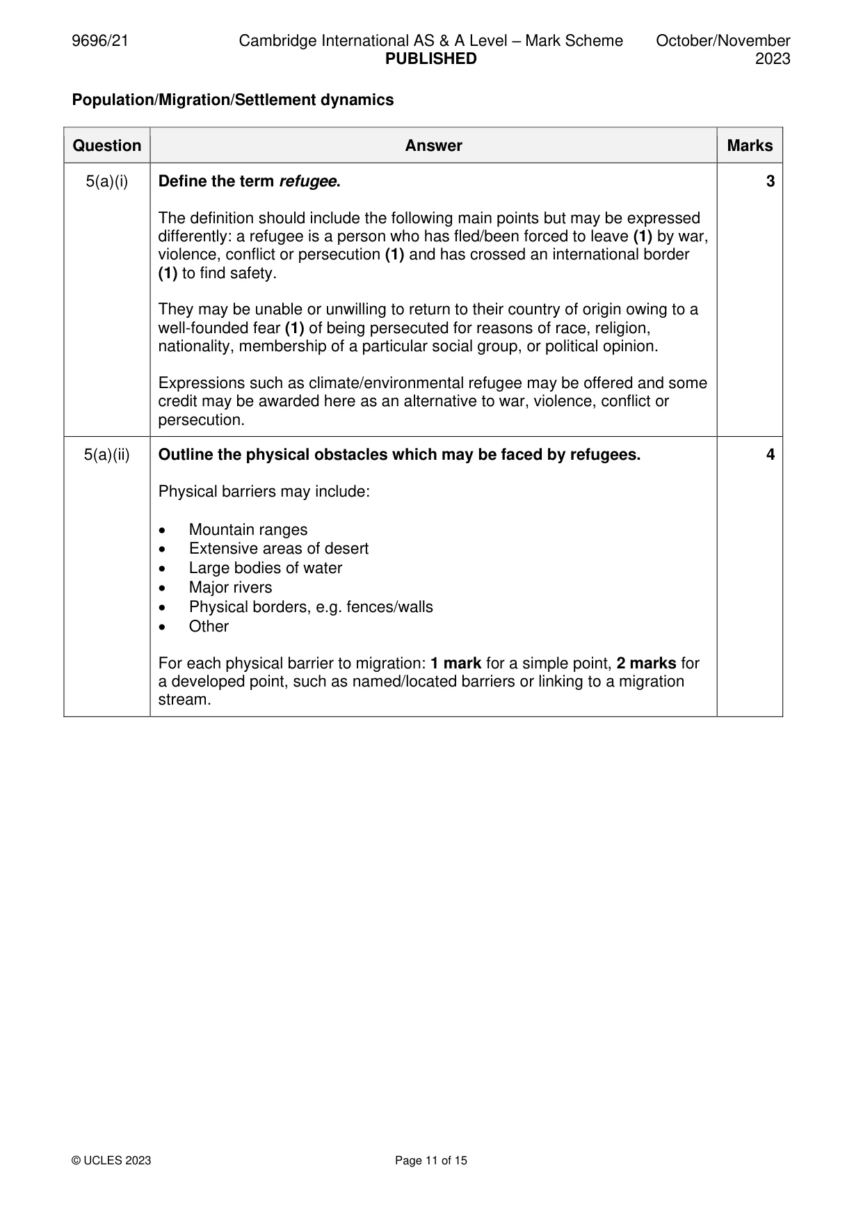 Mark scheme, page 11 of 15