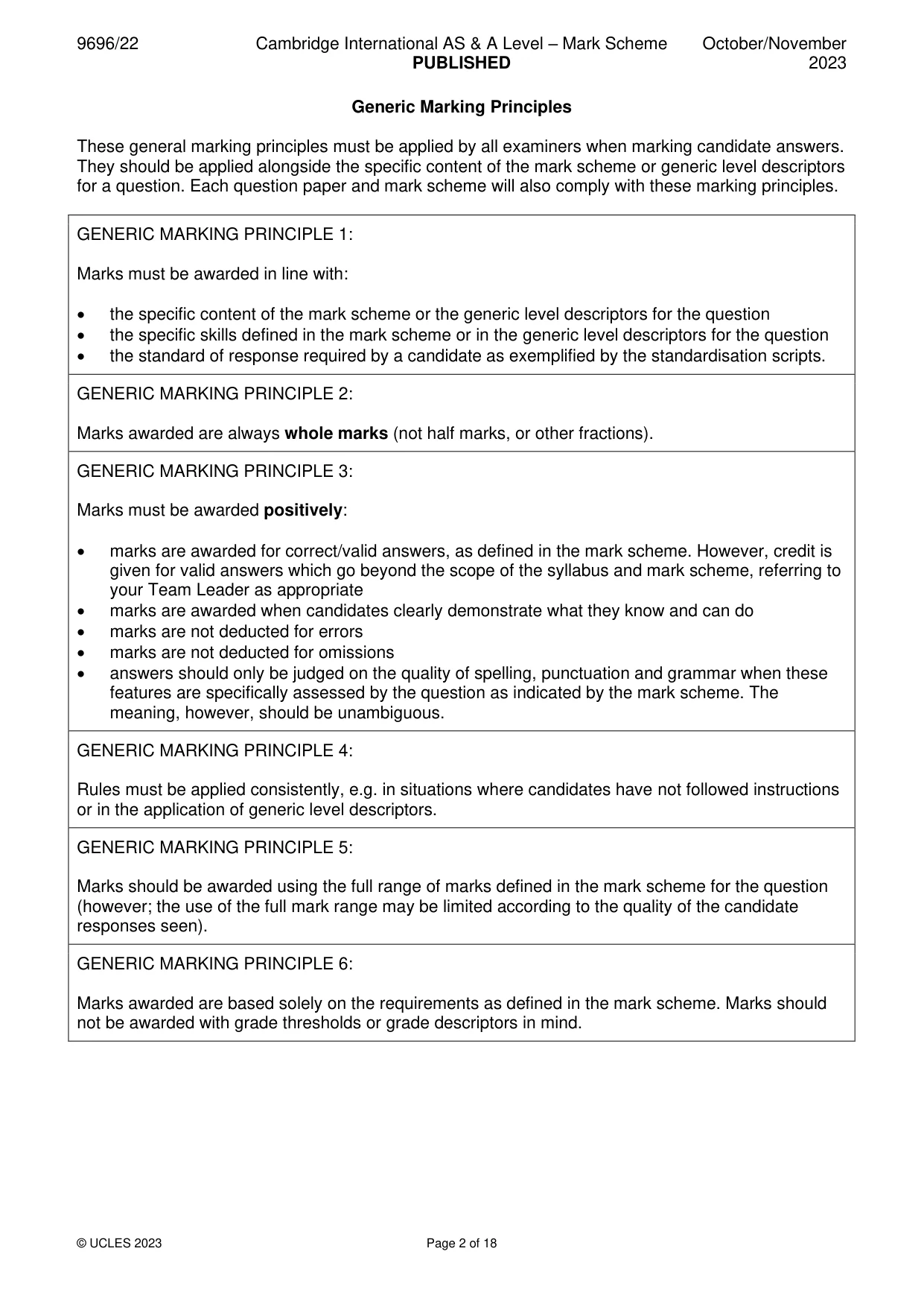 Mark scheme, page 2 of 18