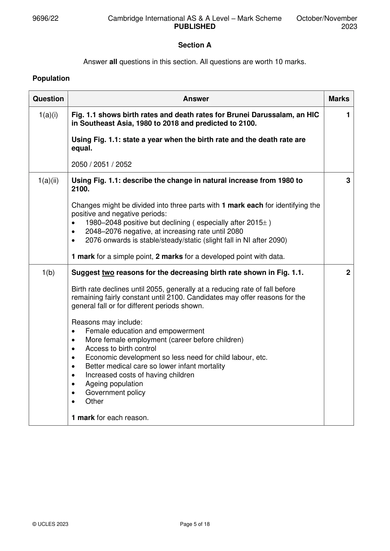 Mark scheme, page 5 of 18