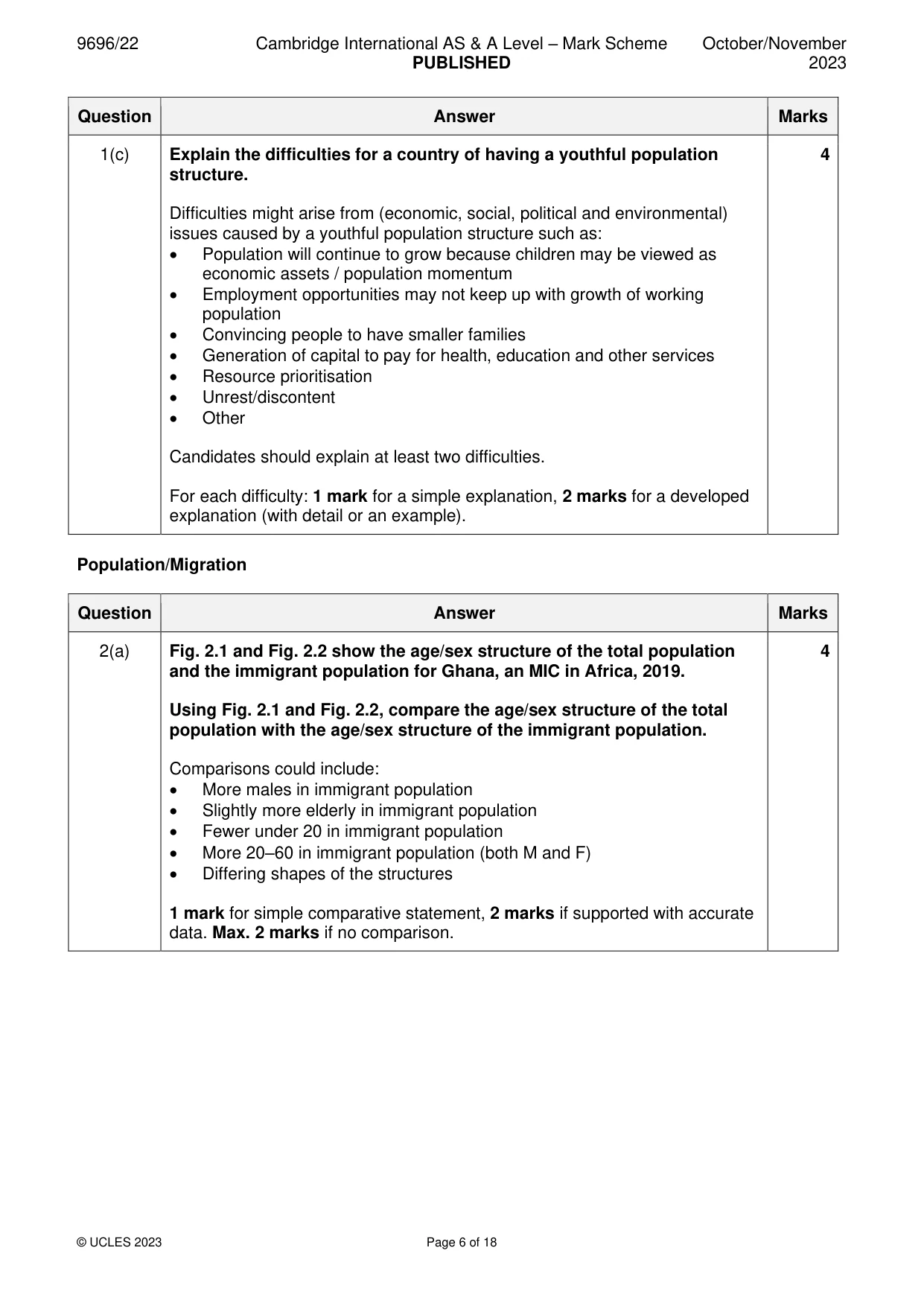Mark scheme, page 6 of 18