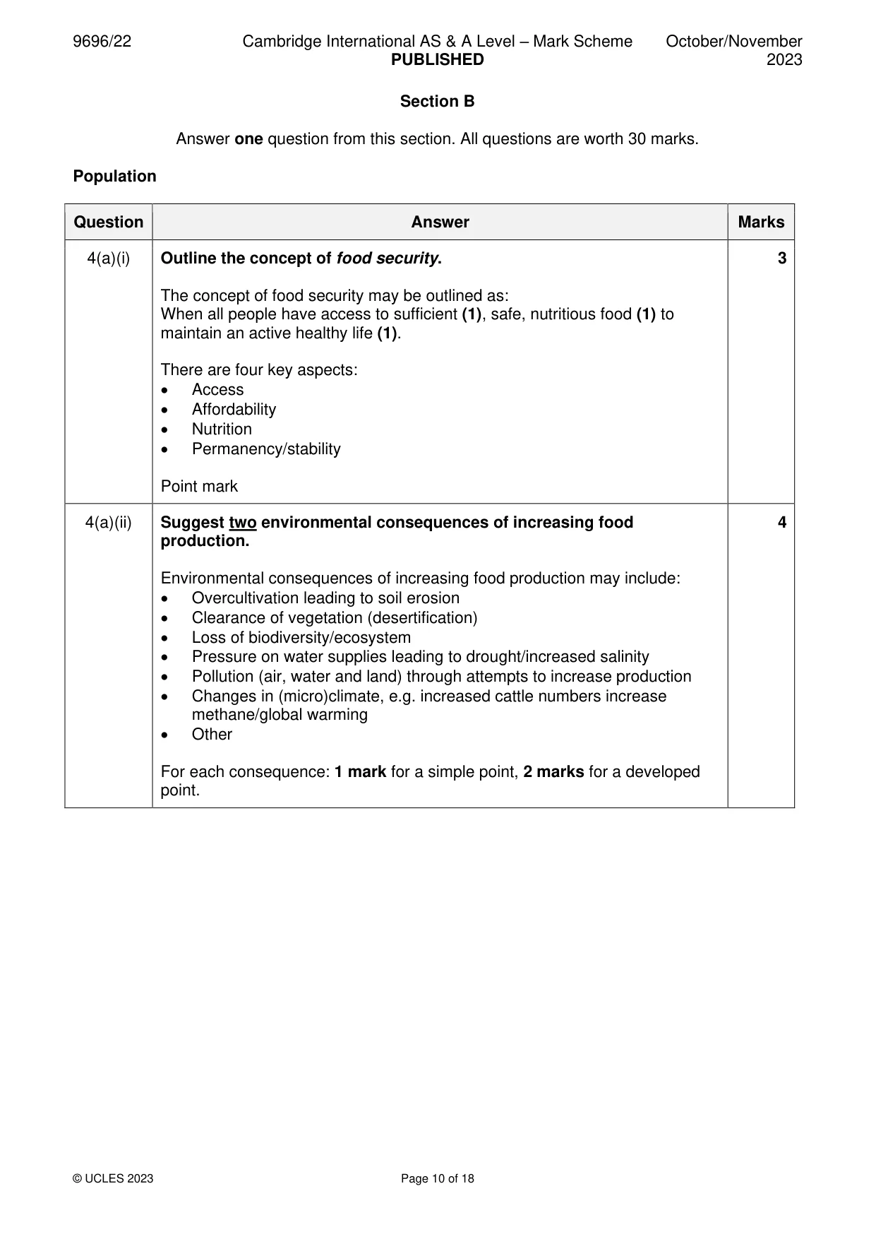 Mark scheme, page 10 of 18