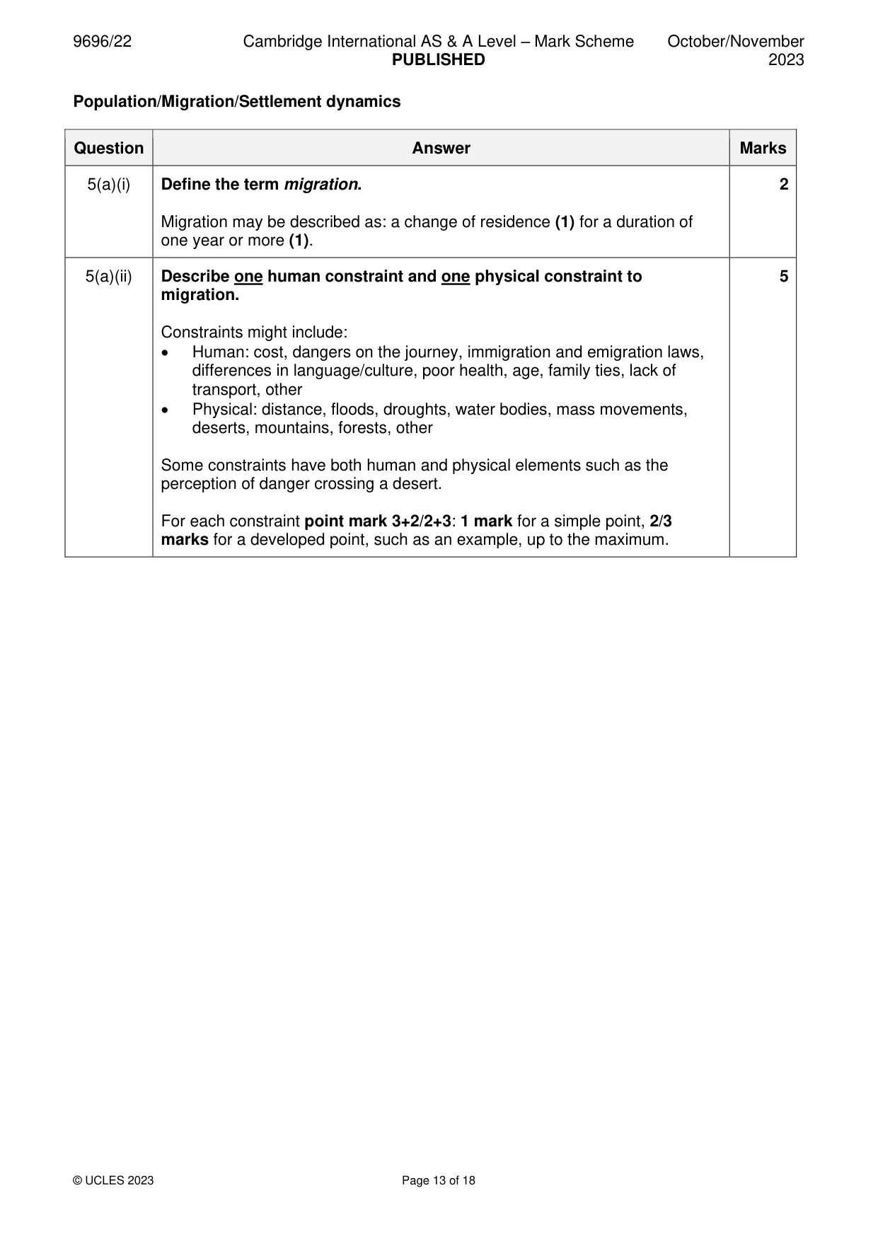 Mark scheme, page 13 of 18