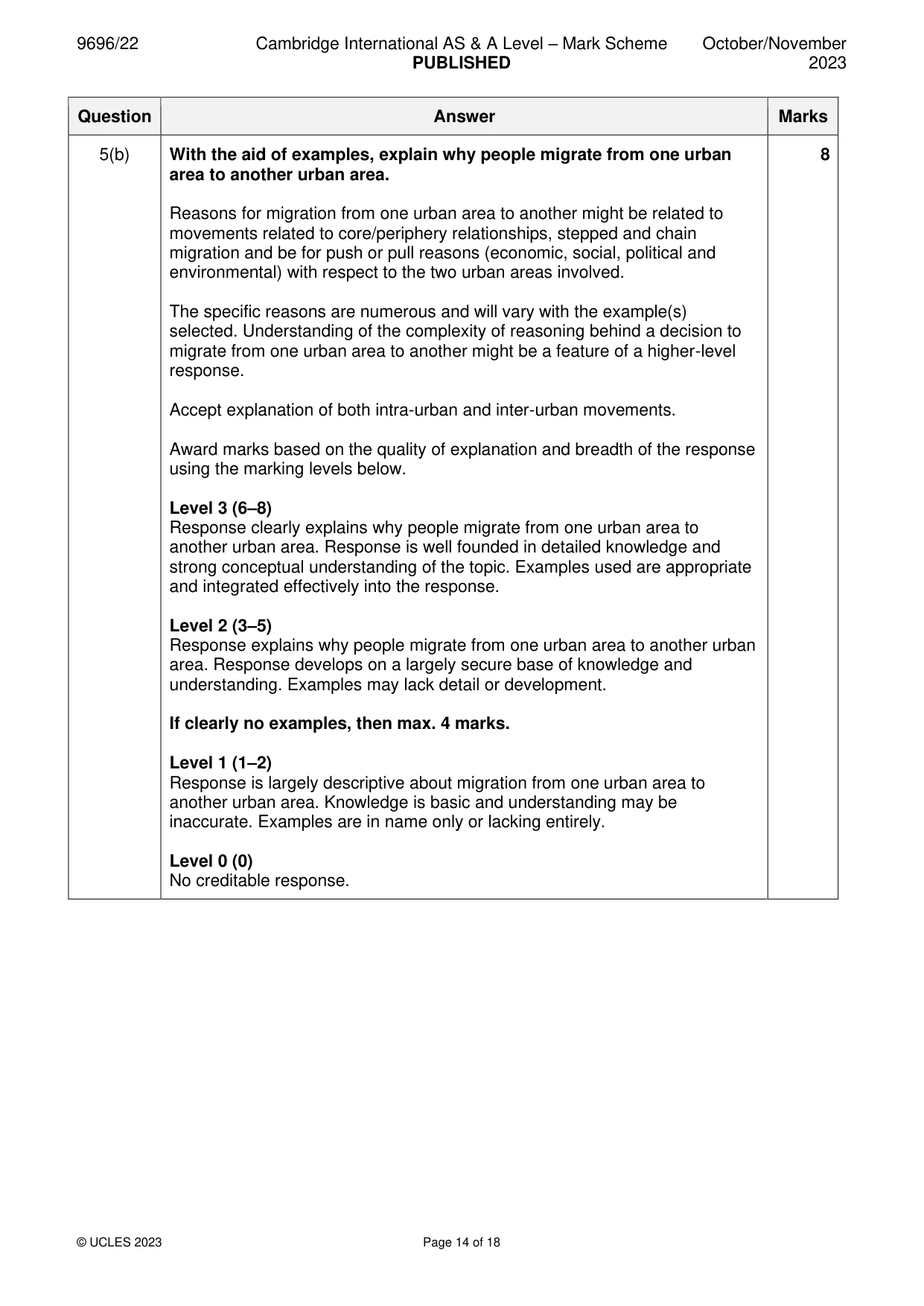 Mark scheme, page 14 of 18
