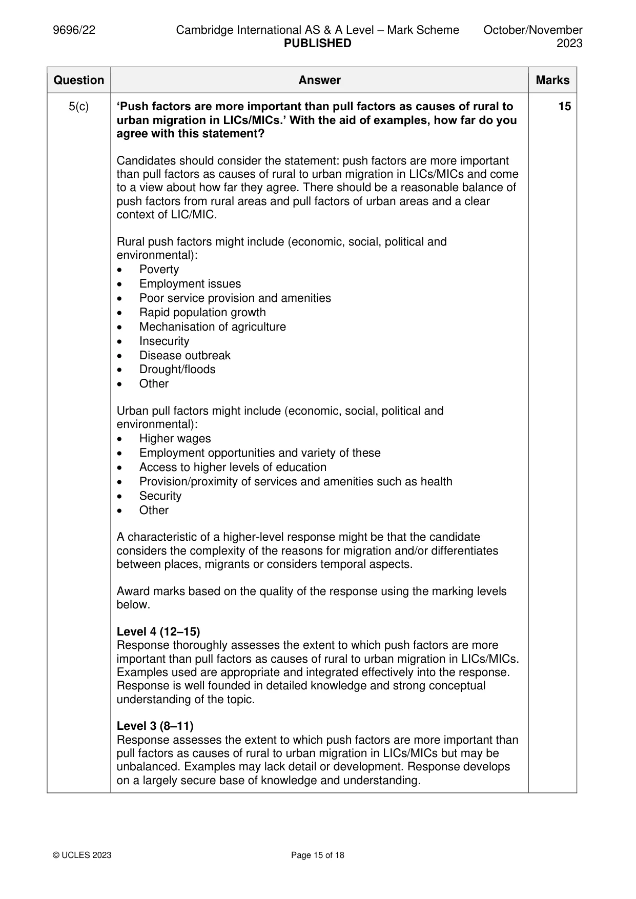 Mark scheme, page 15 of 18