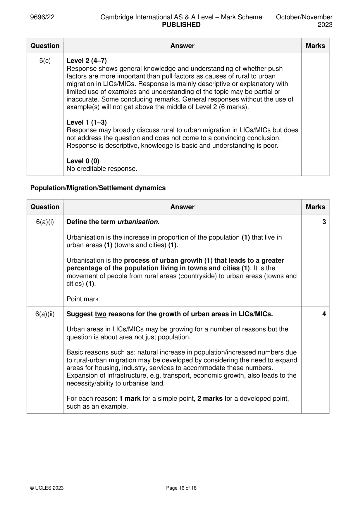 Mark scheme, page 16 of 18
