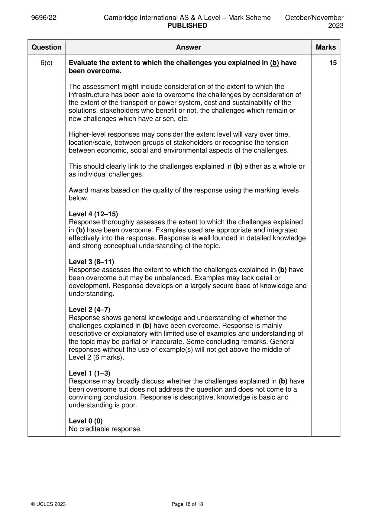 Mark scheme, page 18 of 18