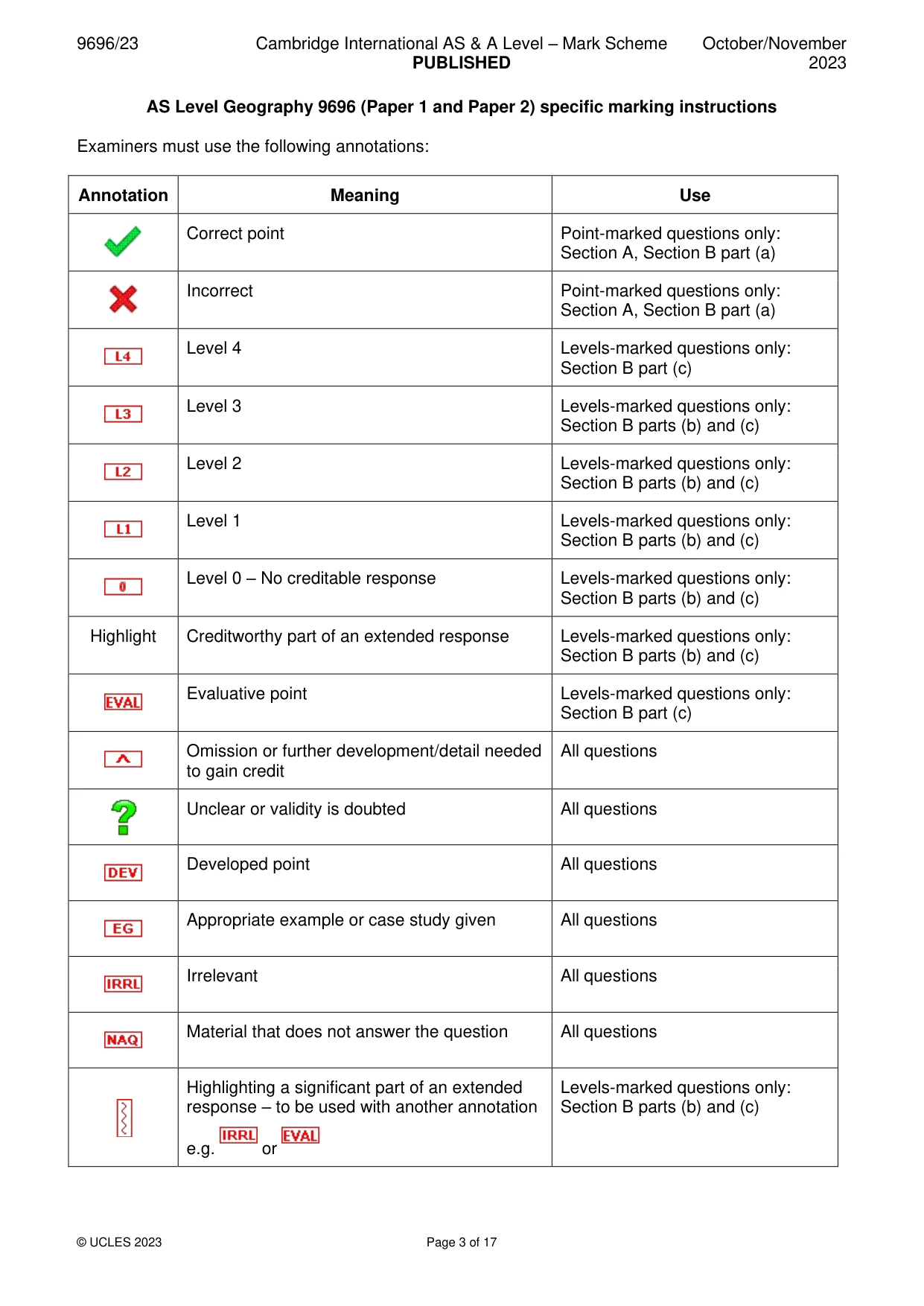 Mark scheme, page 3 of 17