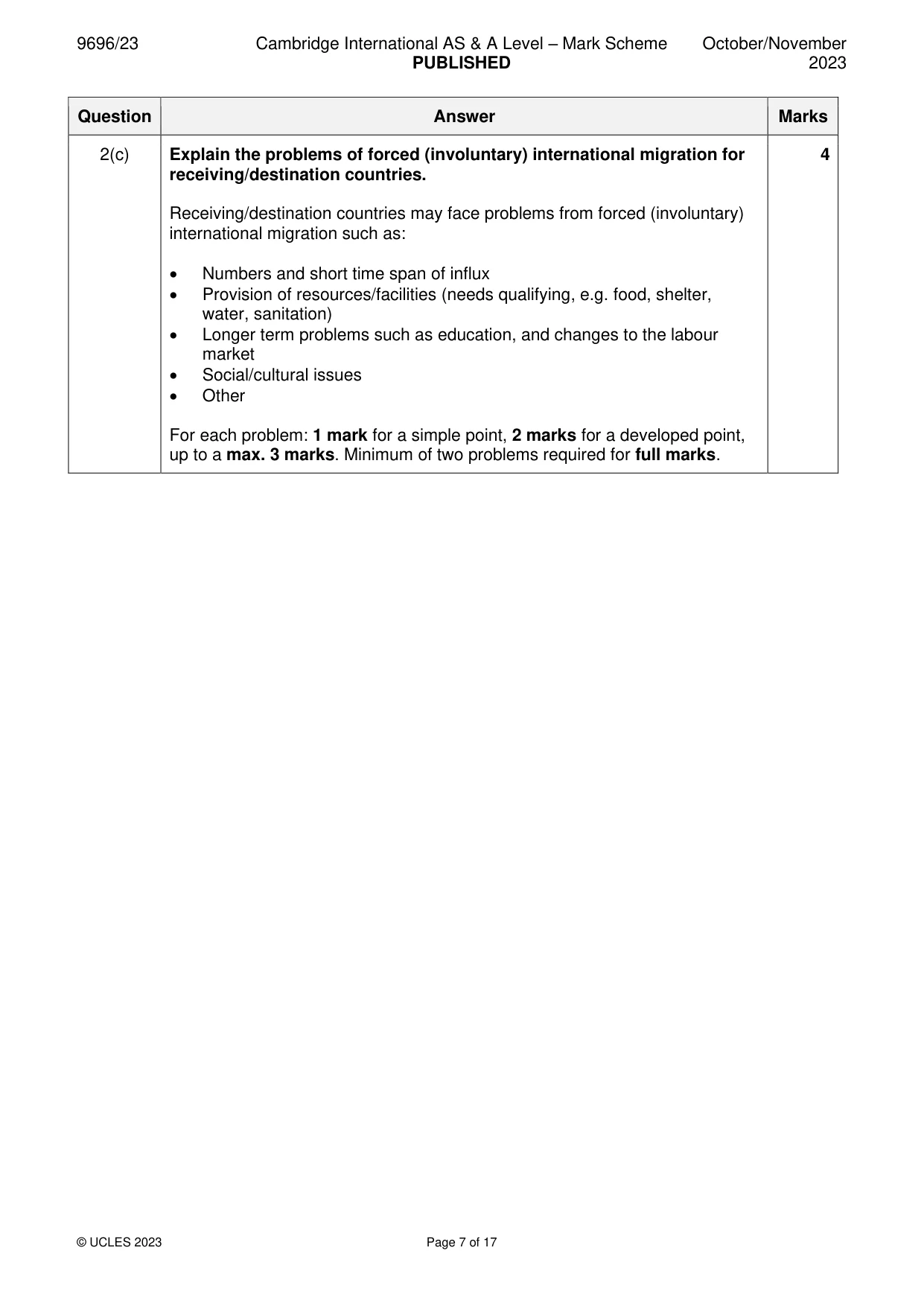 Mark scheme, page 7 of 17