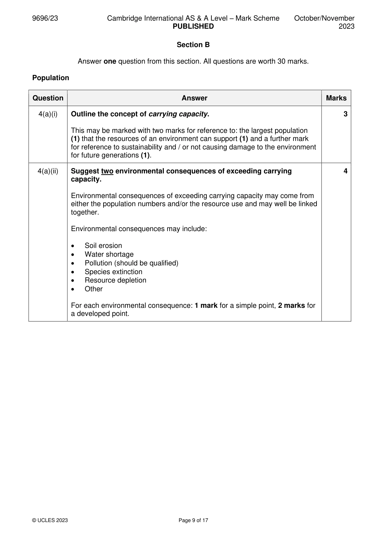 Mark scheme, page 9 of 17