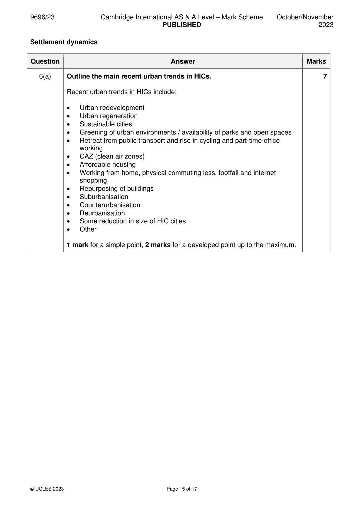 Mark scheme, page 15 of 17