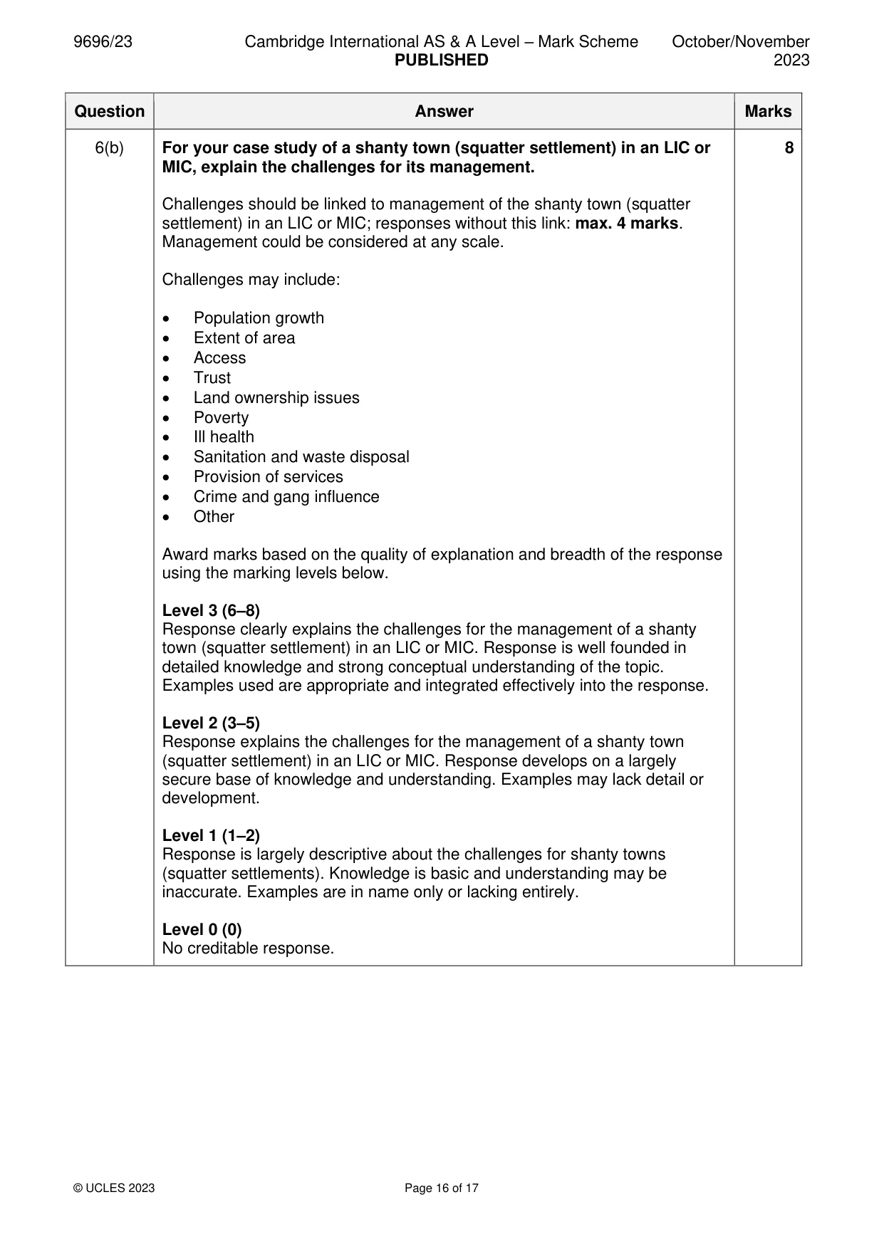 Mark scheme, page 16 of 17