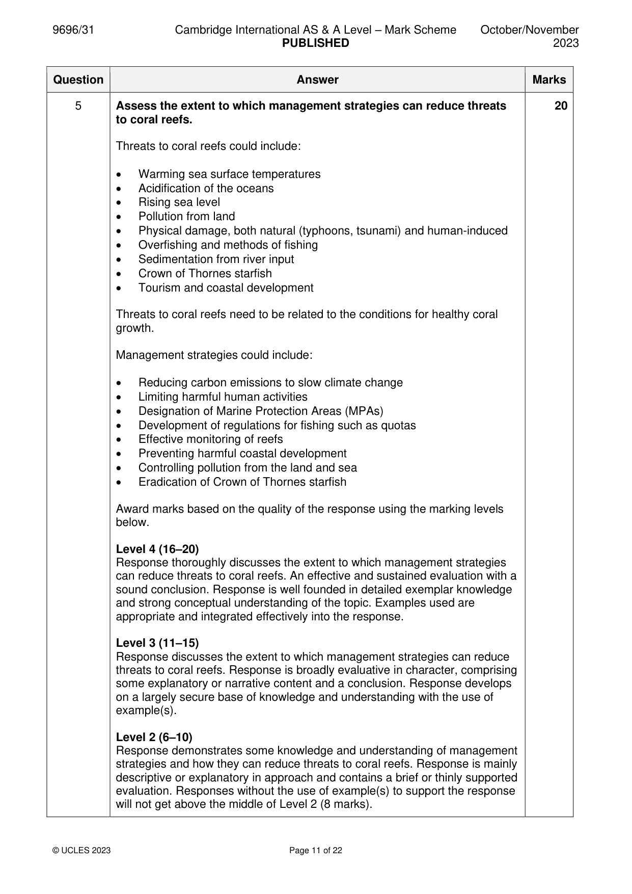 Mark scheme, page 11 of 22