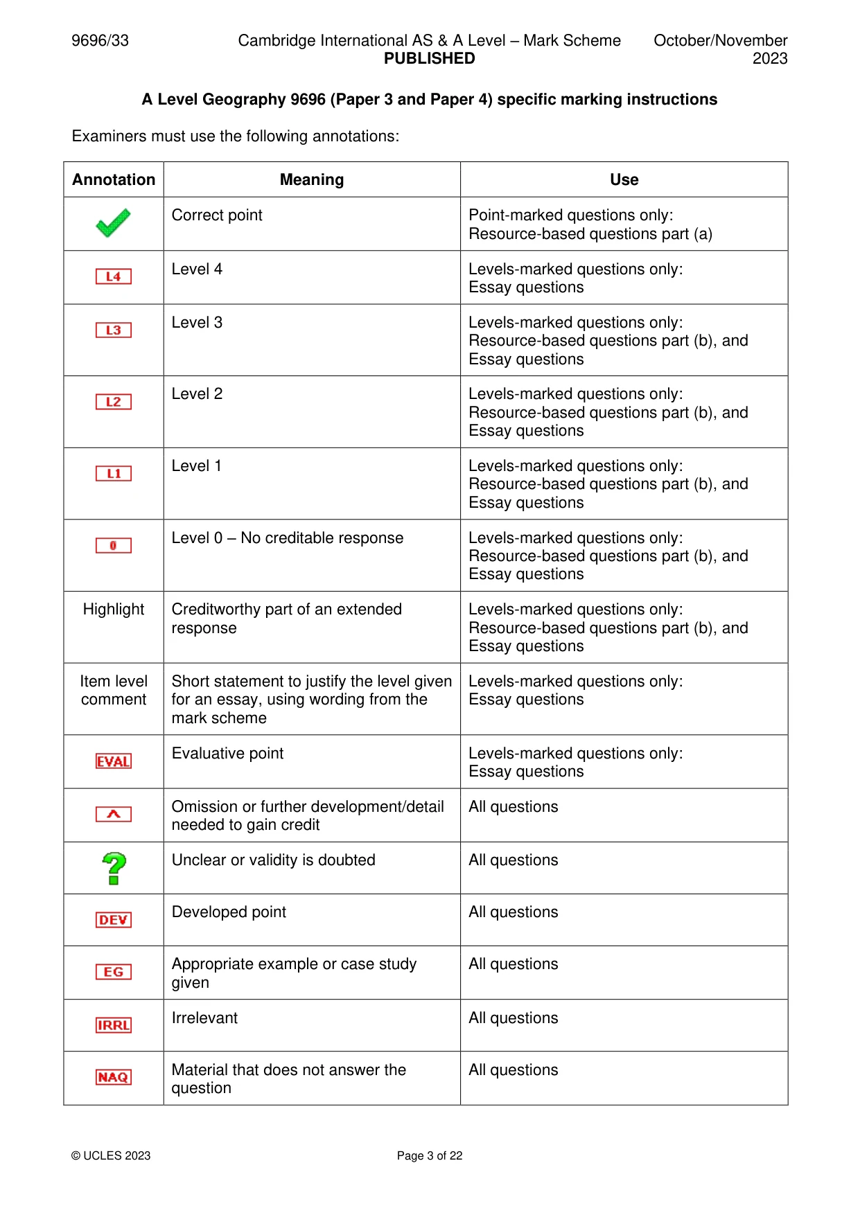 Mark scheme, page 3 of 22