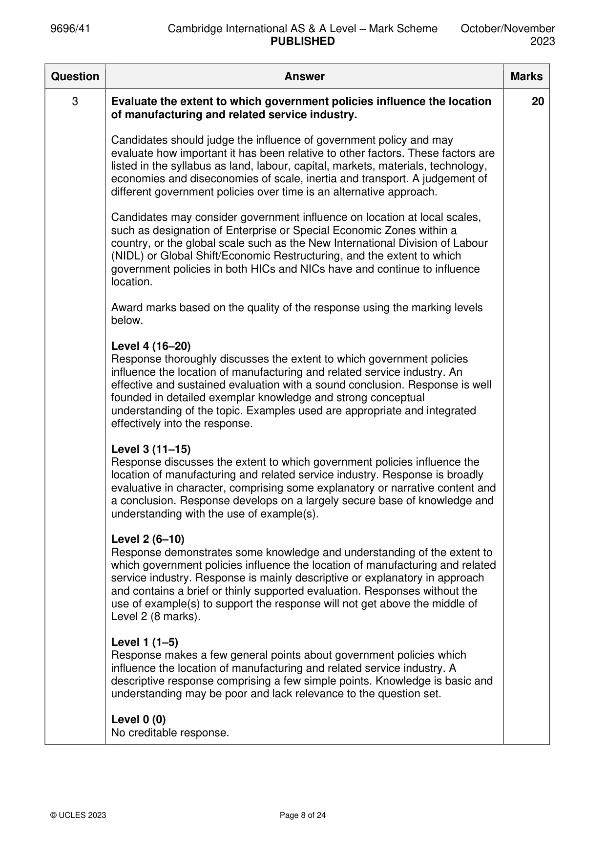 Mark scheme, page 8 of 24