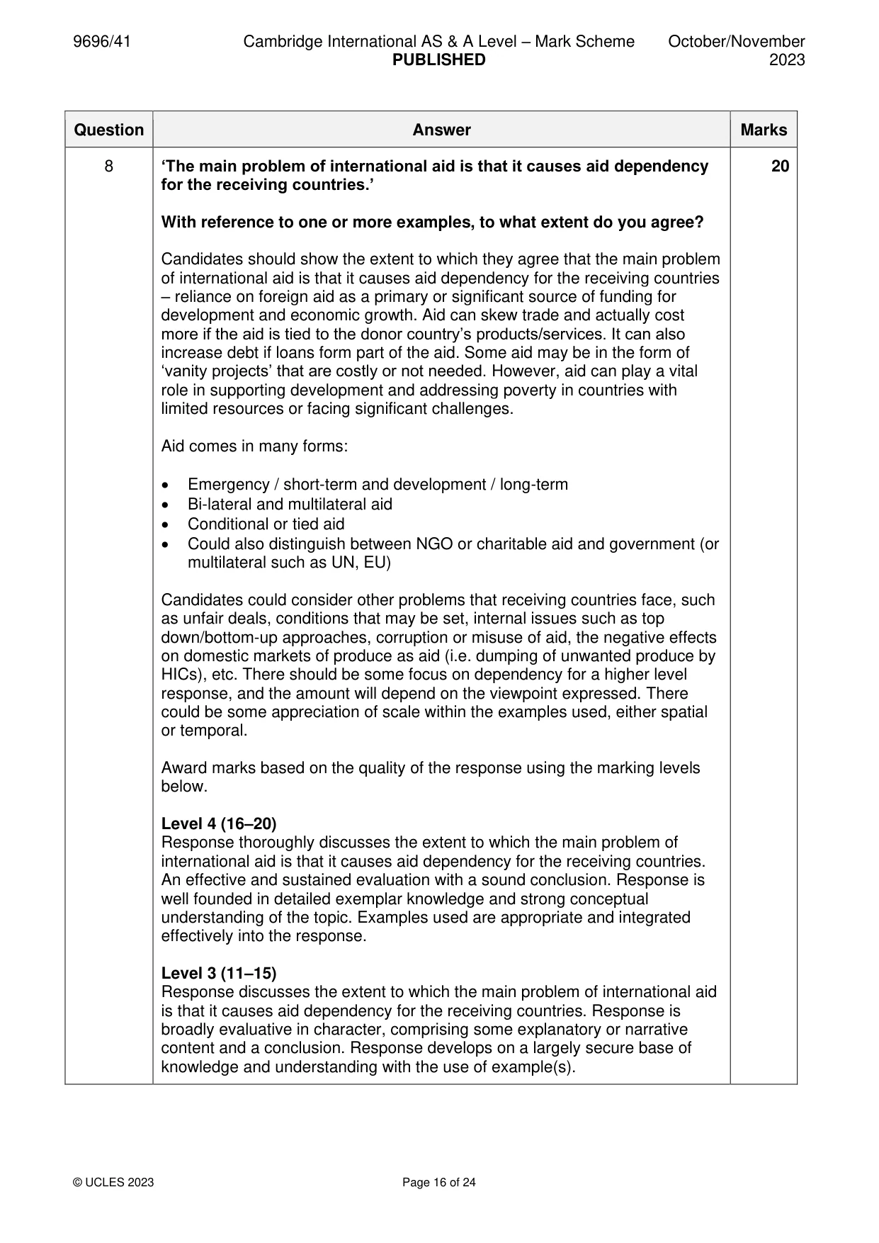 Mark scheme, page 16 of 24