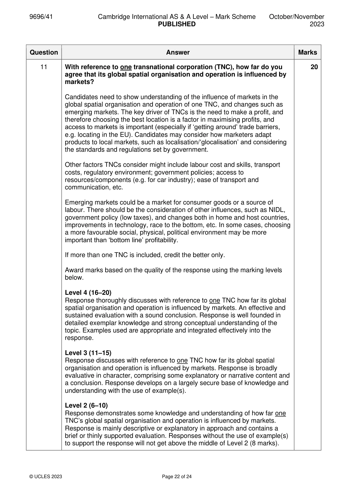 Mark scheme, page 22 of 24