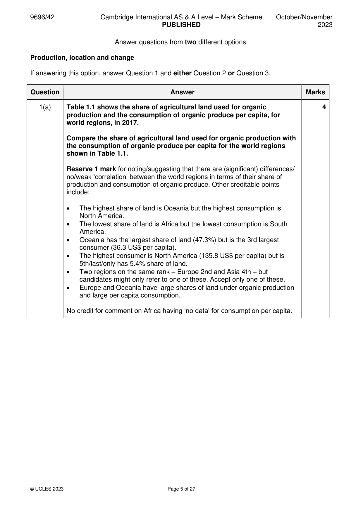 Mark scheme, page 5 of 27