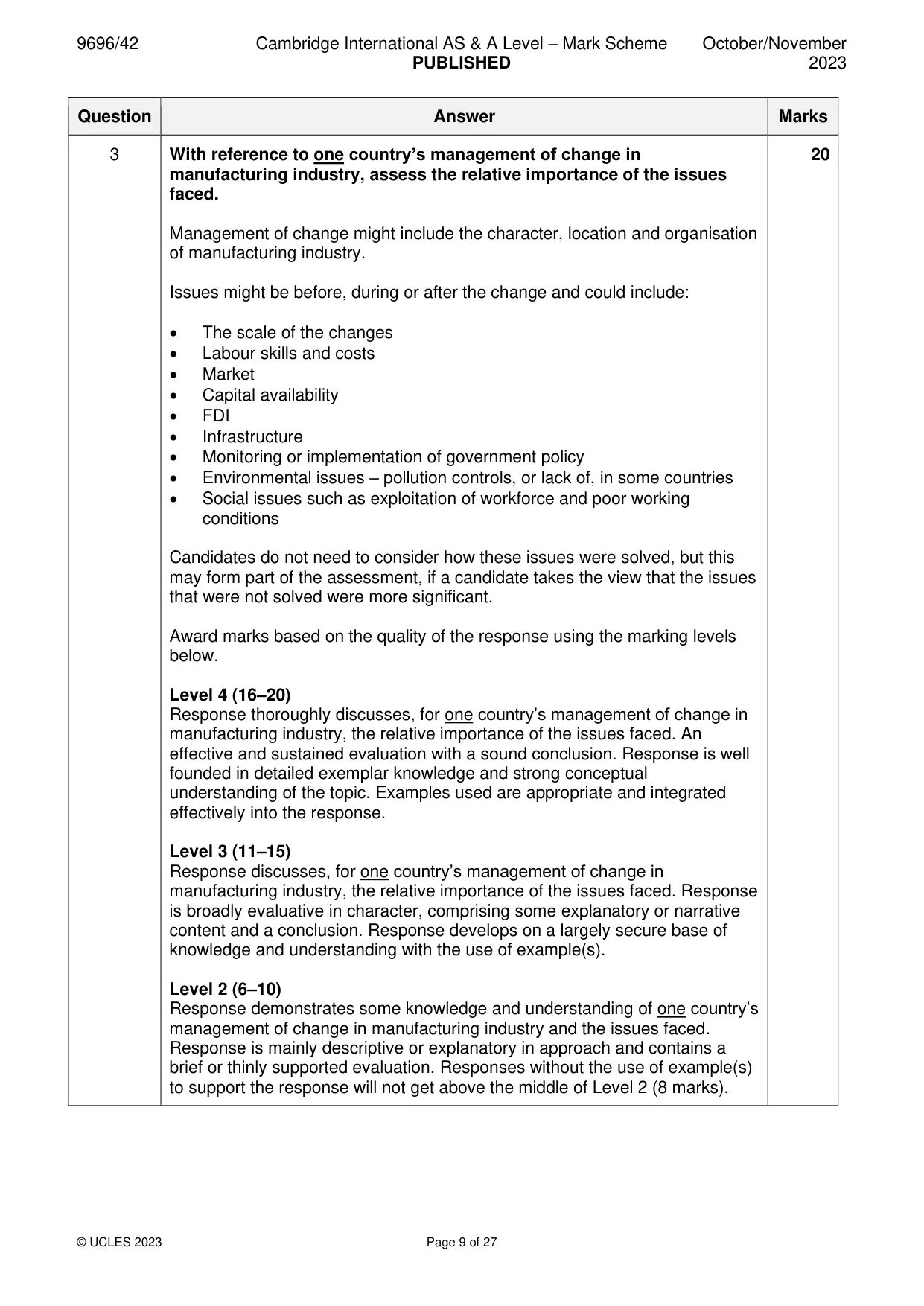 Mark scheme, page 9 of 27