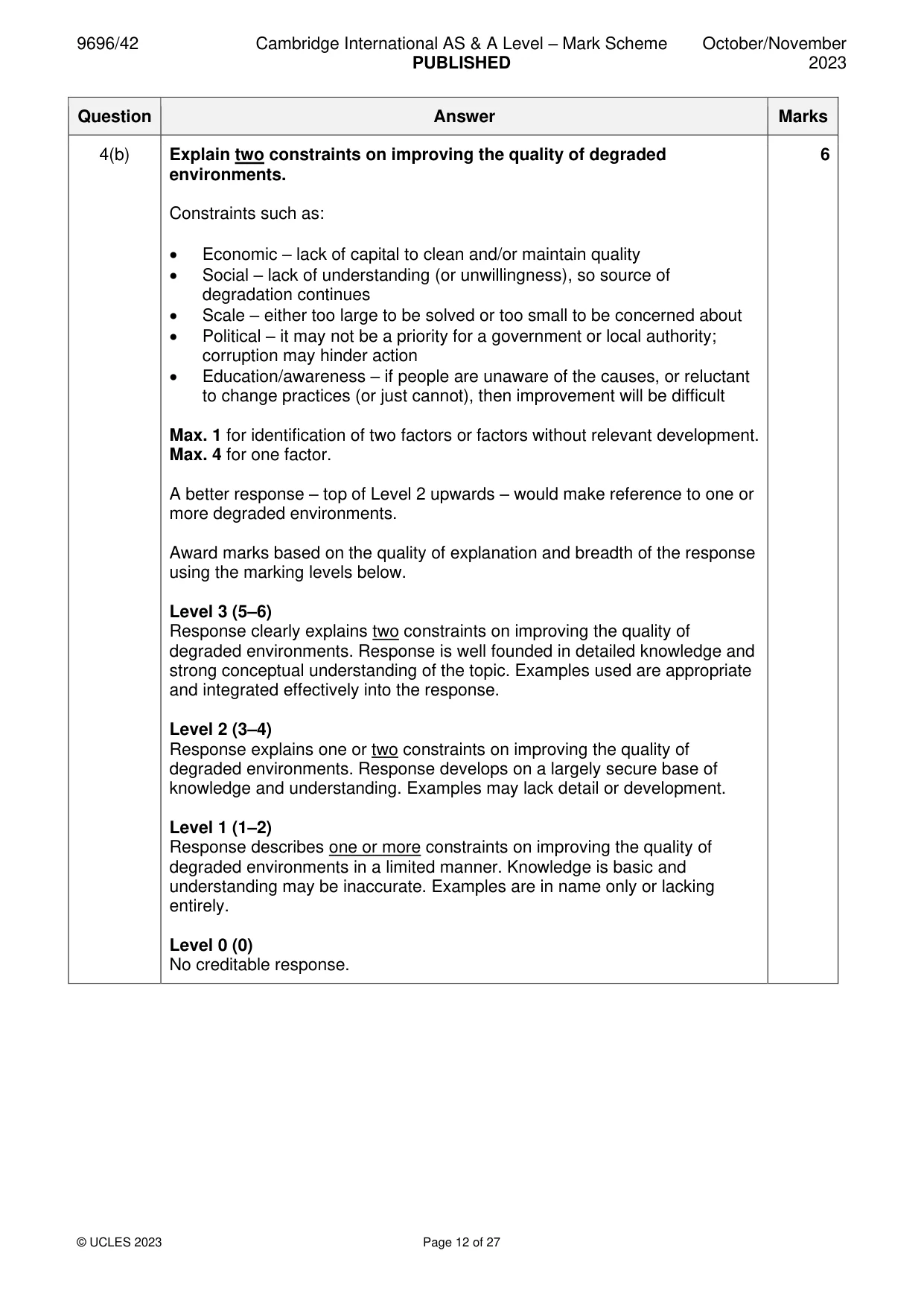 Mark scheme, page 12 of 27