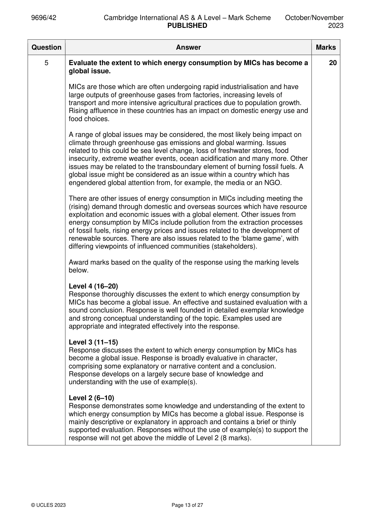Mark scheme, page 13 of 27