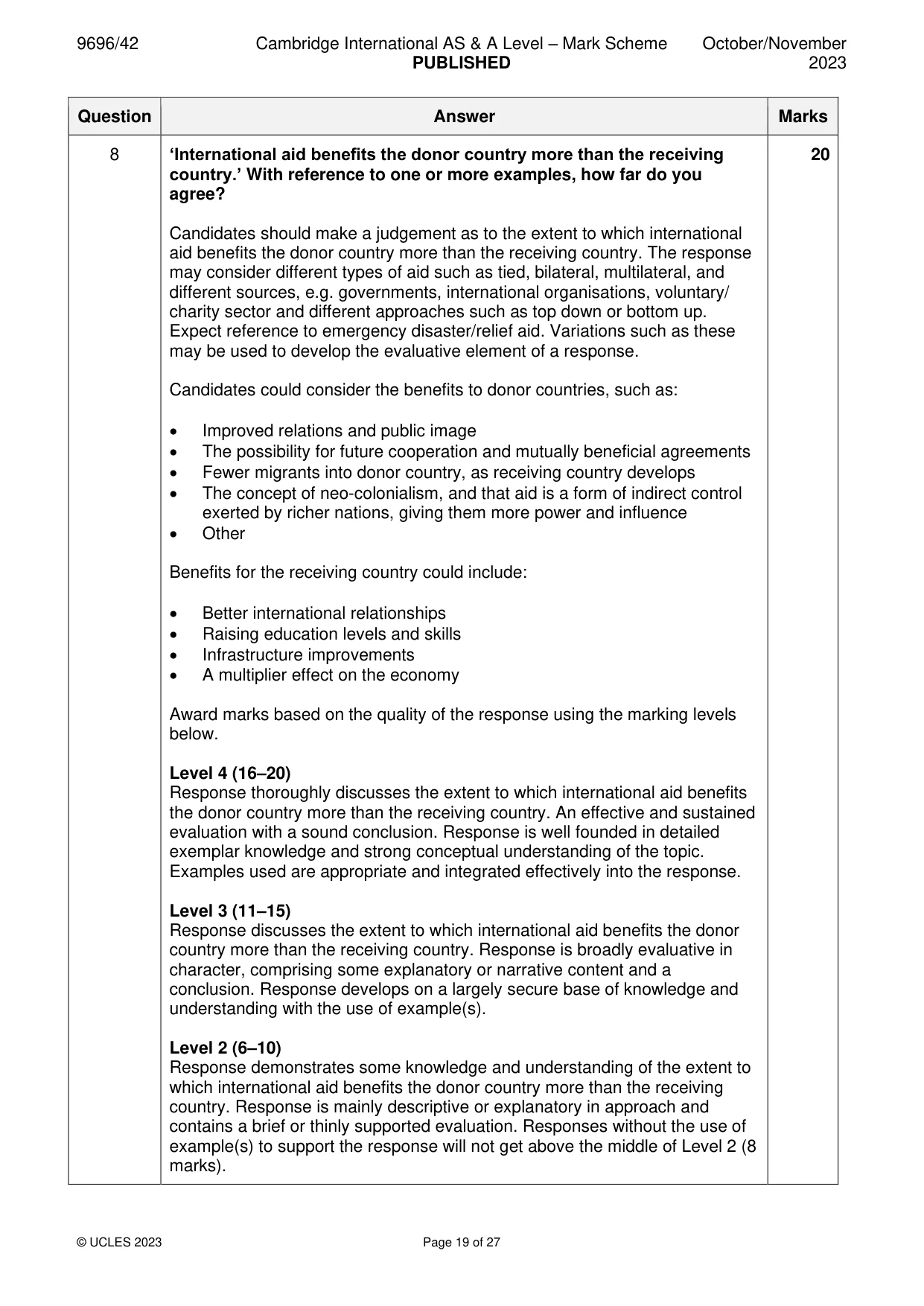 Mark scheme, page 19 of 27
