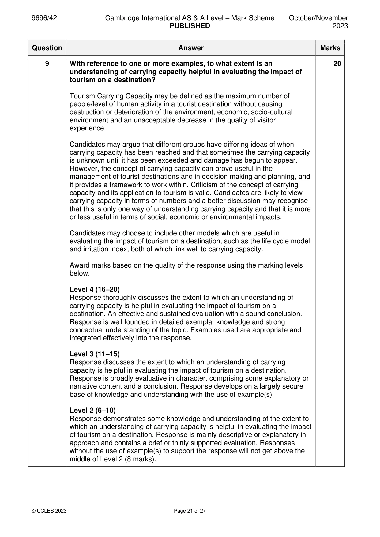 Mark scheme, page 21 of 27